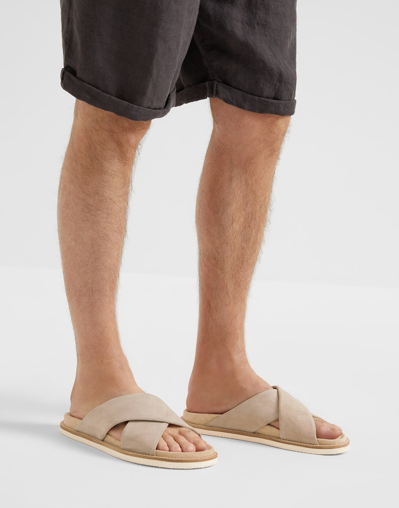 Washed suede cross-over slides 4