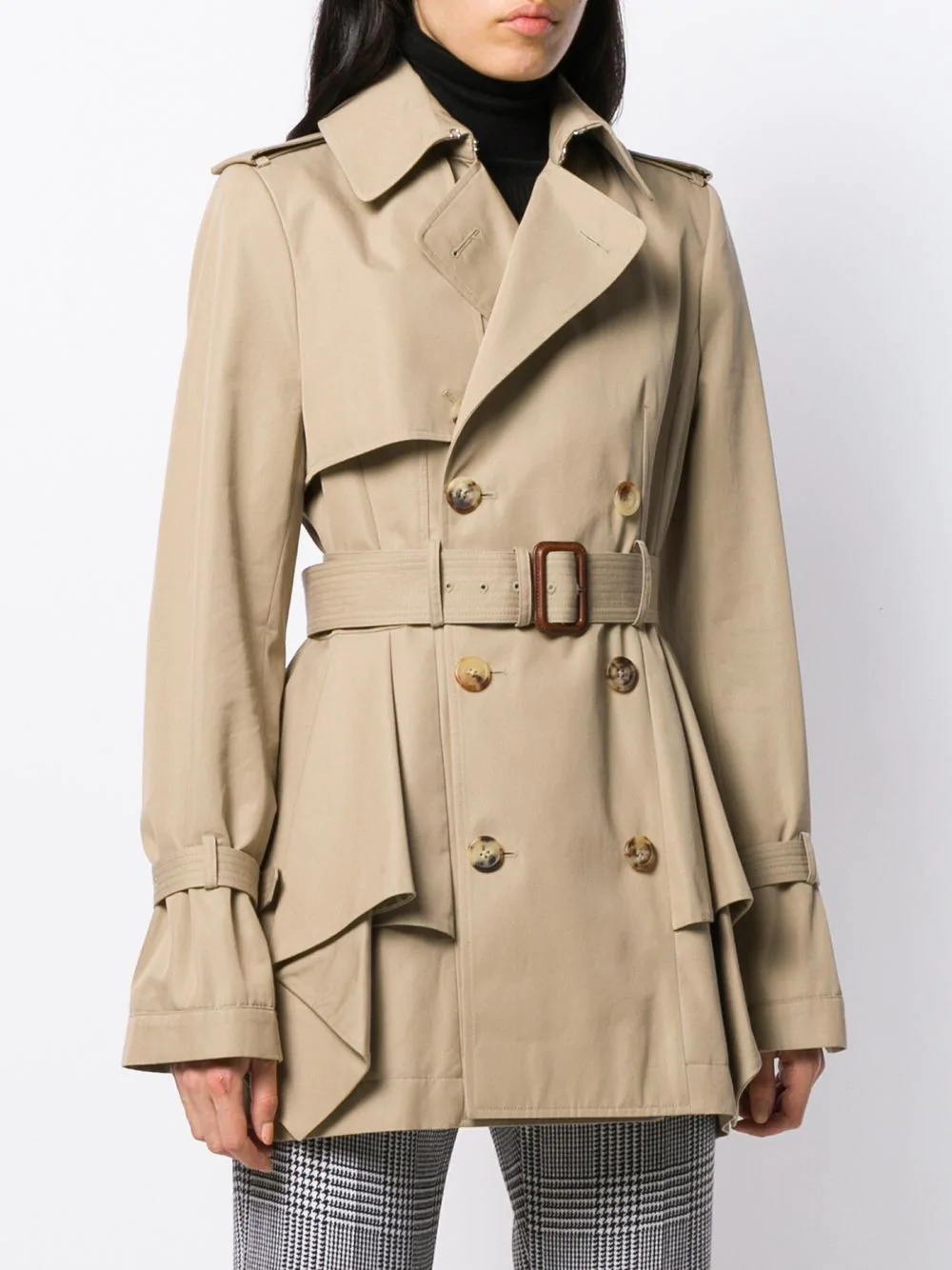 ruffle detail trench coat - 3