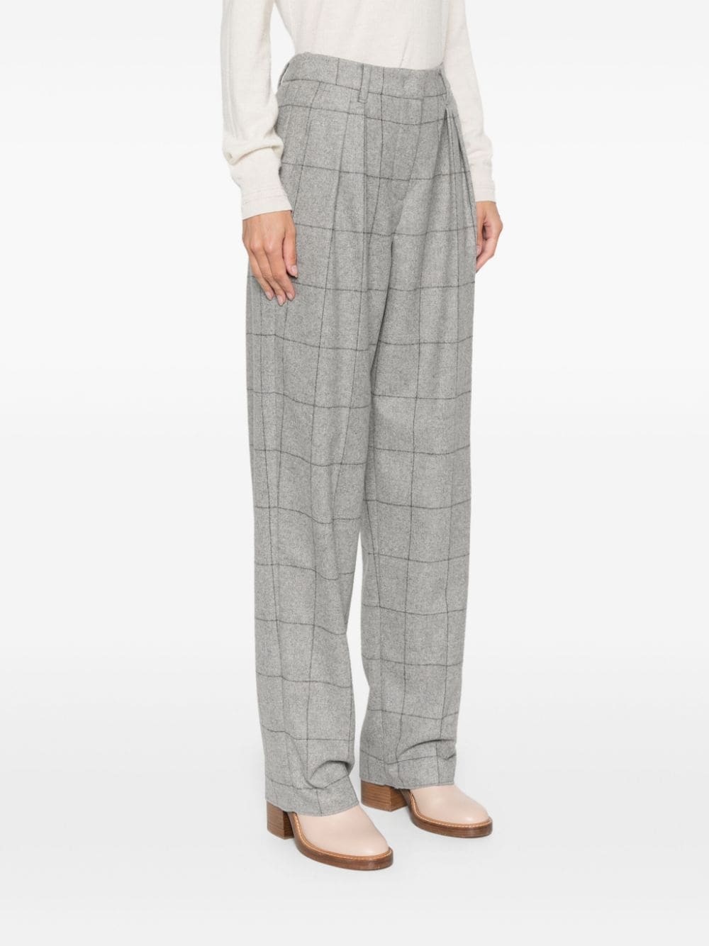 checked pleated trousers - 3