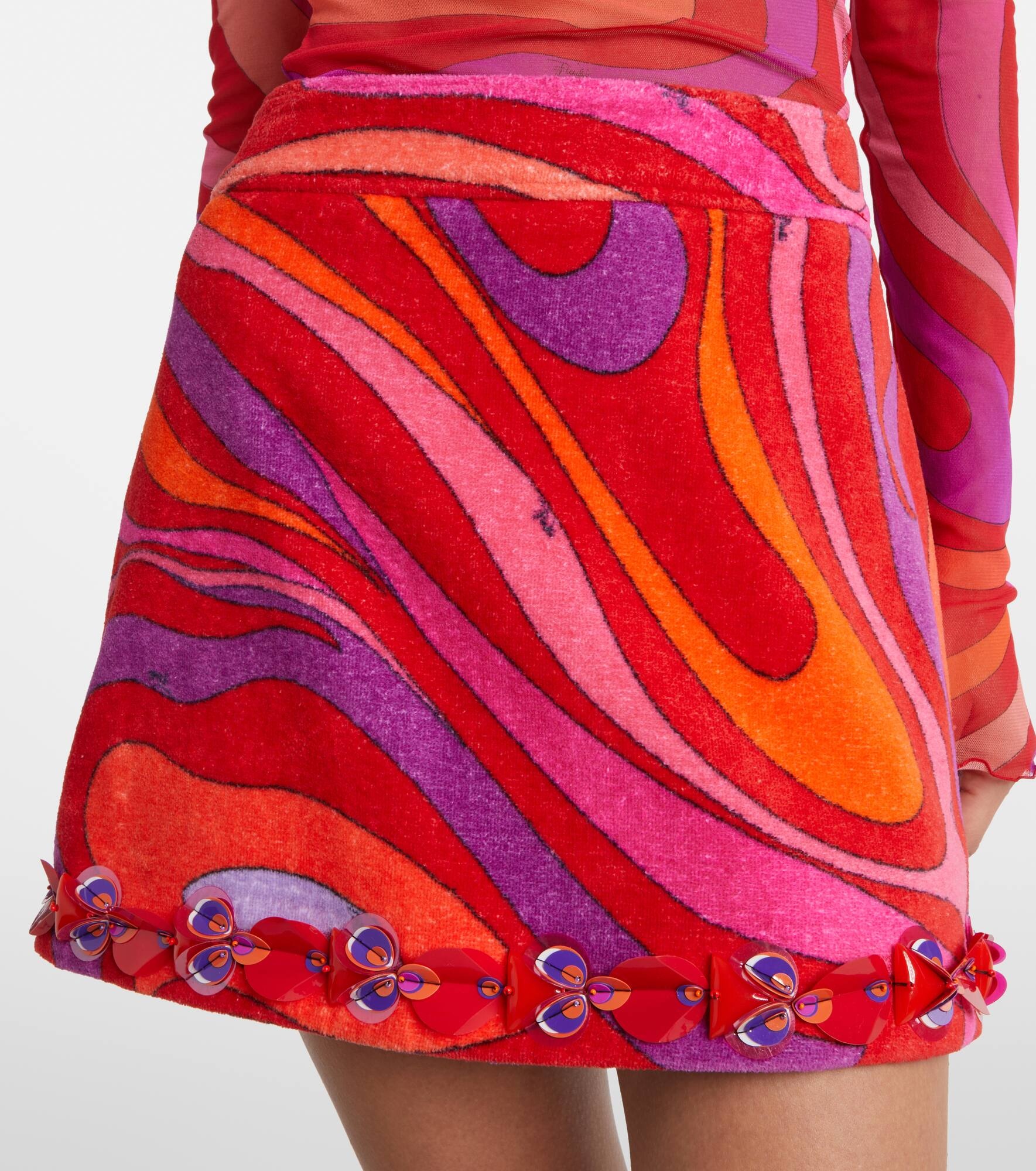 Marmo embellished cotton terry miniskirt - 4