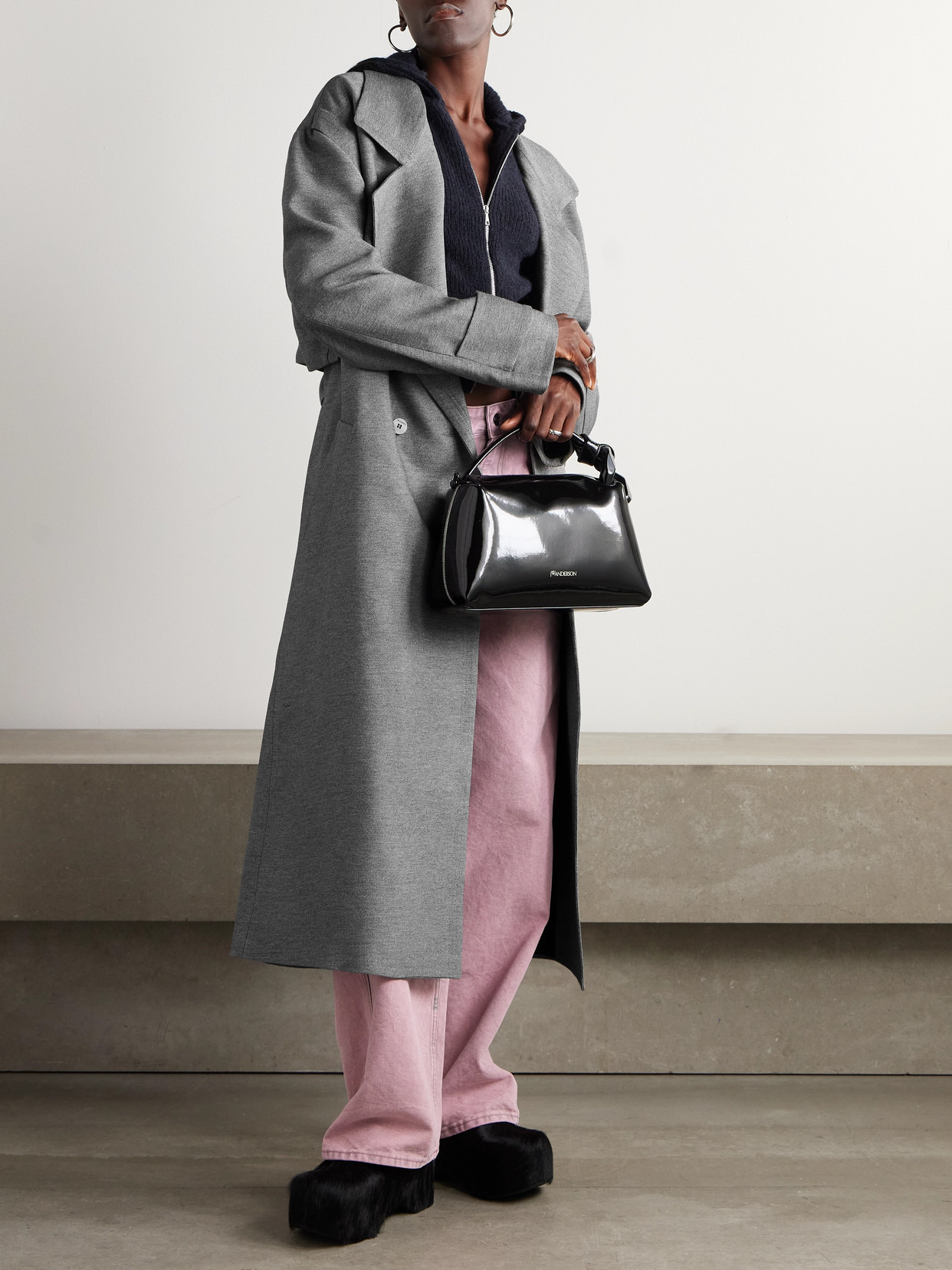 Double-breasted Belted Crepe Coat - 2