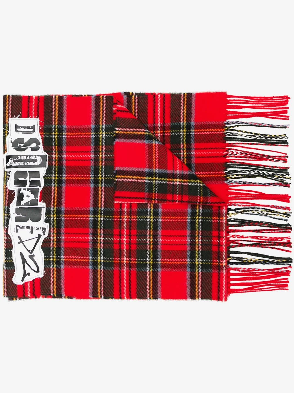 logo patch tartan scarf - 1