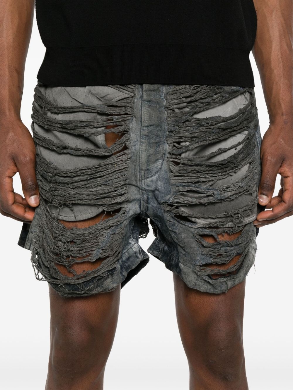 distressed denim shorts - 5