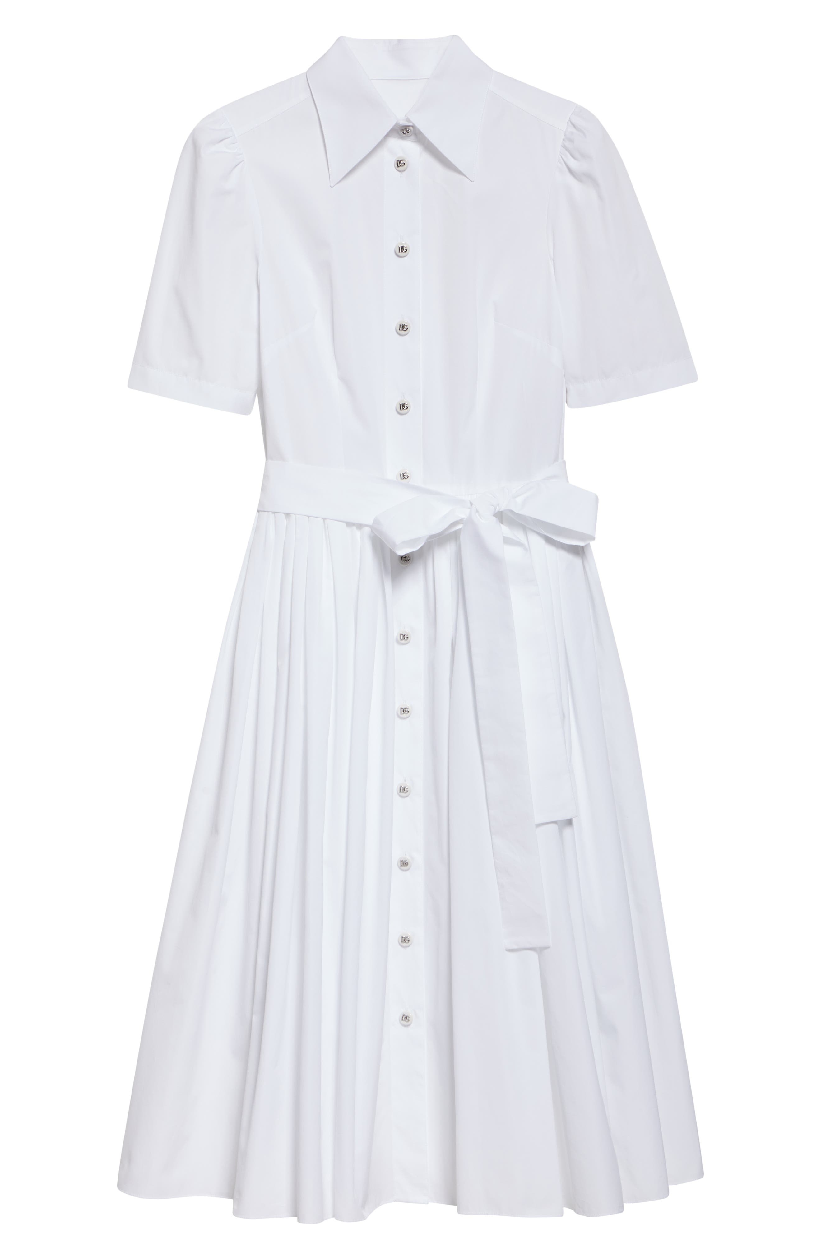 Dolce&Gabbana Belted Cotton Poplin Shirtdress in W0800 Bianco Ottico at Nordstrom - 5