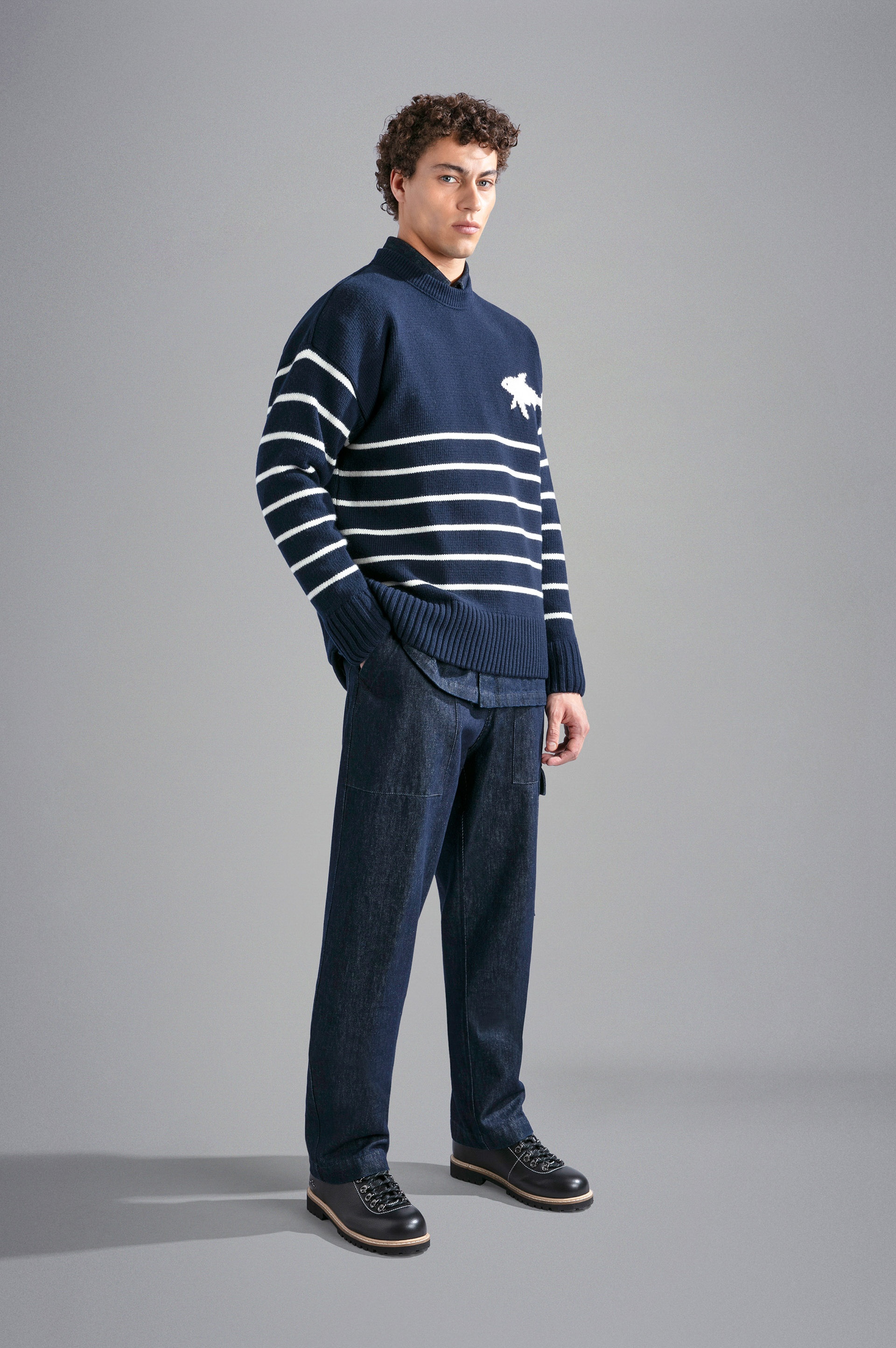 RE-WOOL CREWNECK WITH SHARK INLAY - 2