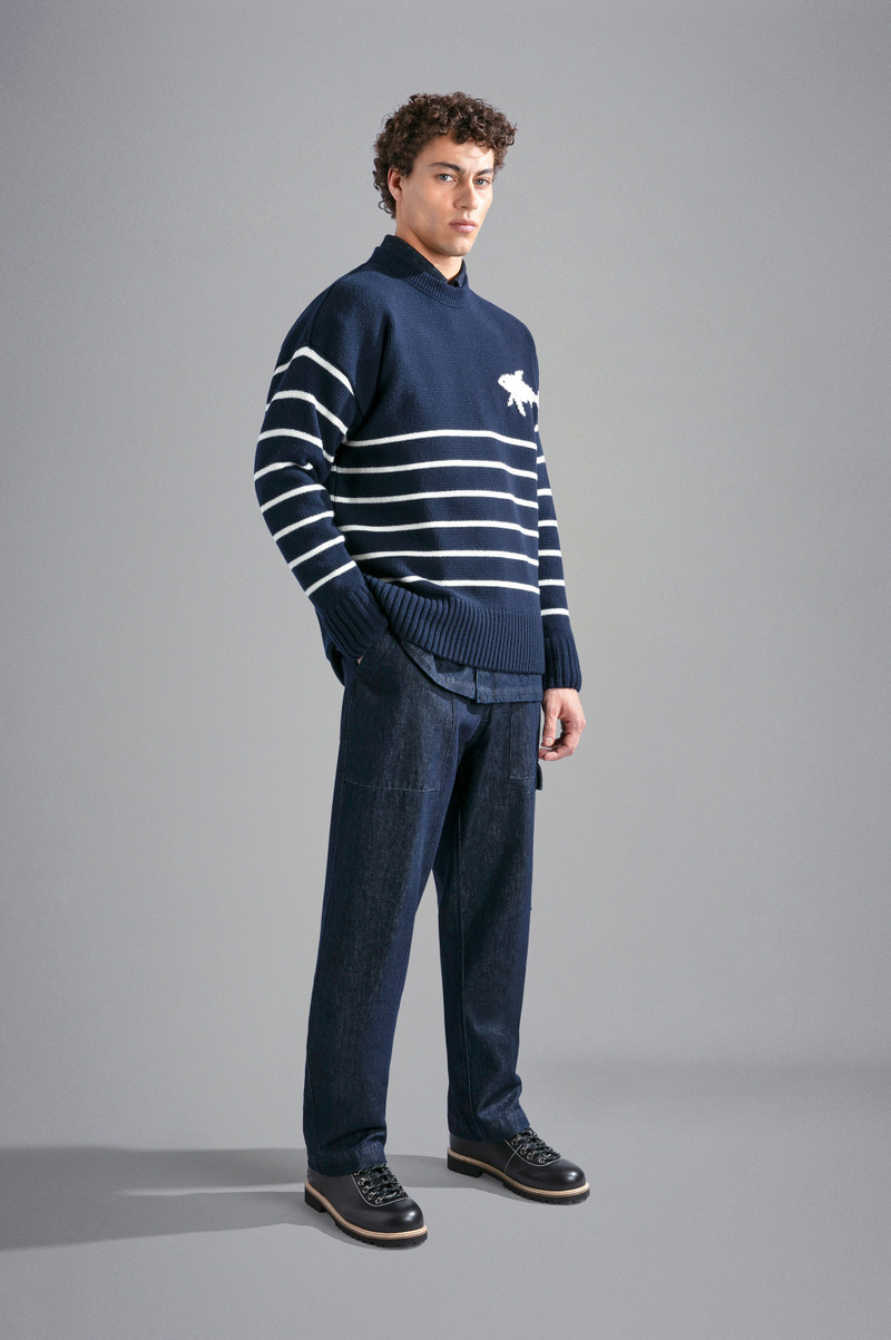 Paul & Shark RE-WOOL CREWNECK WITH SHARK INLAY outlook