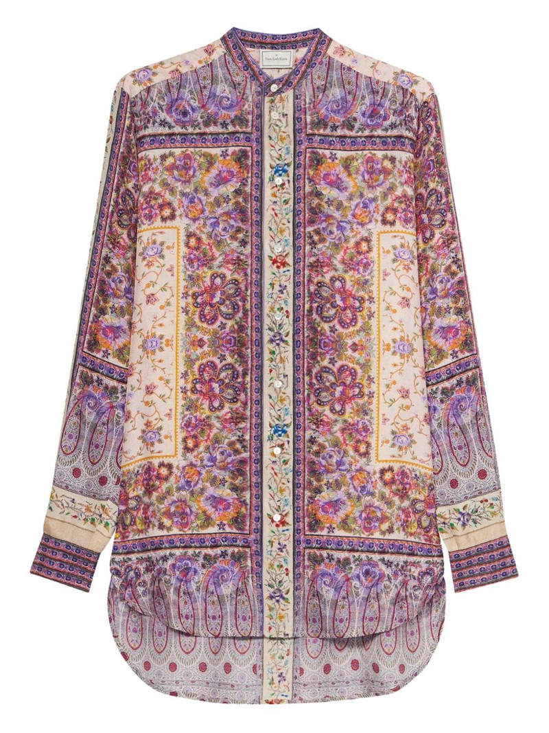 floral-print panelled shirt 1