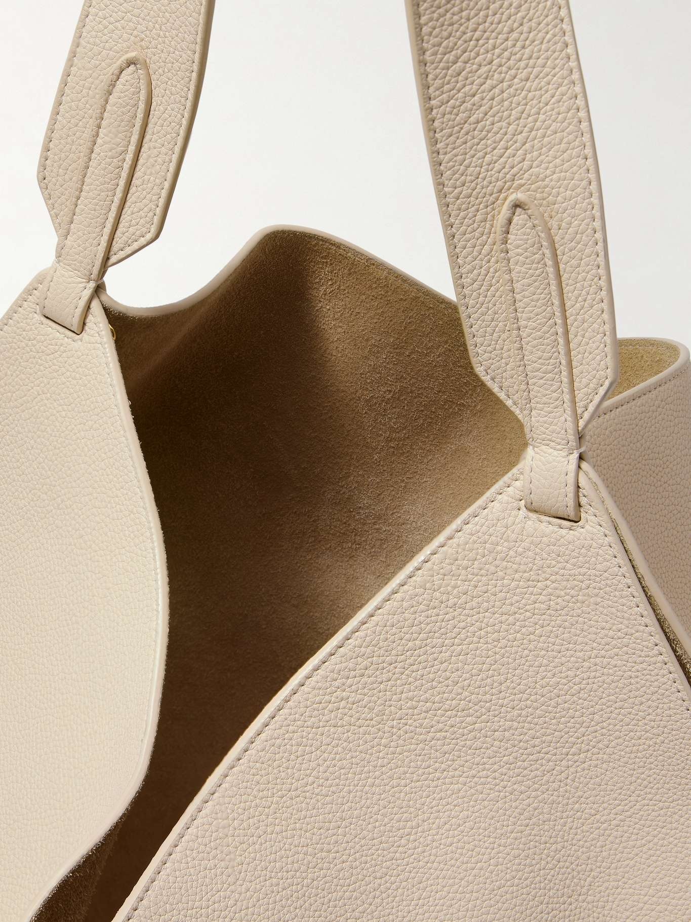 Lotus small textured-leather tote Ivory - 5