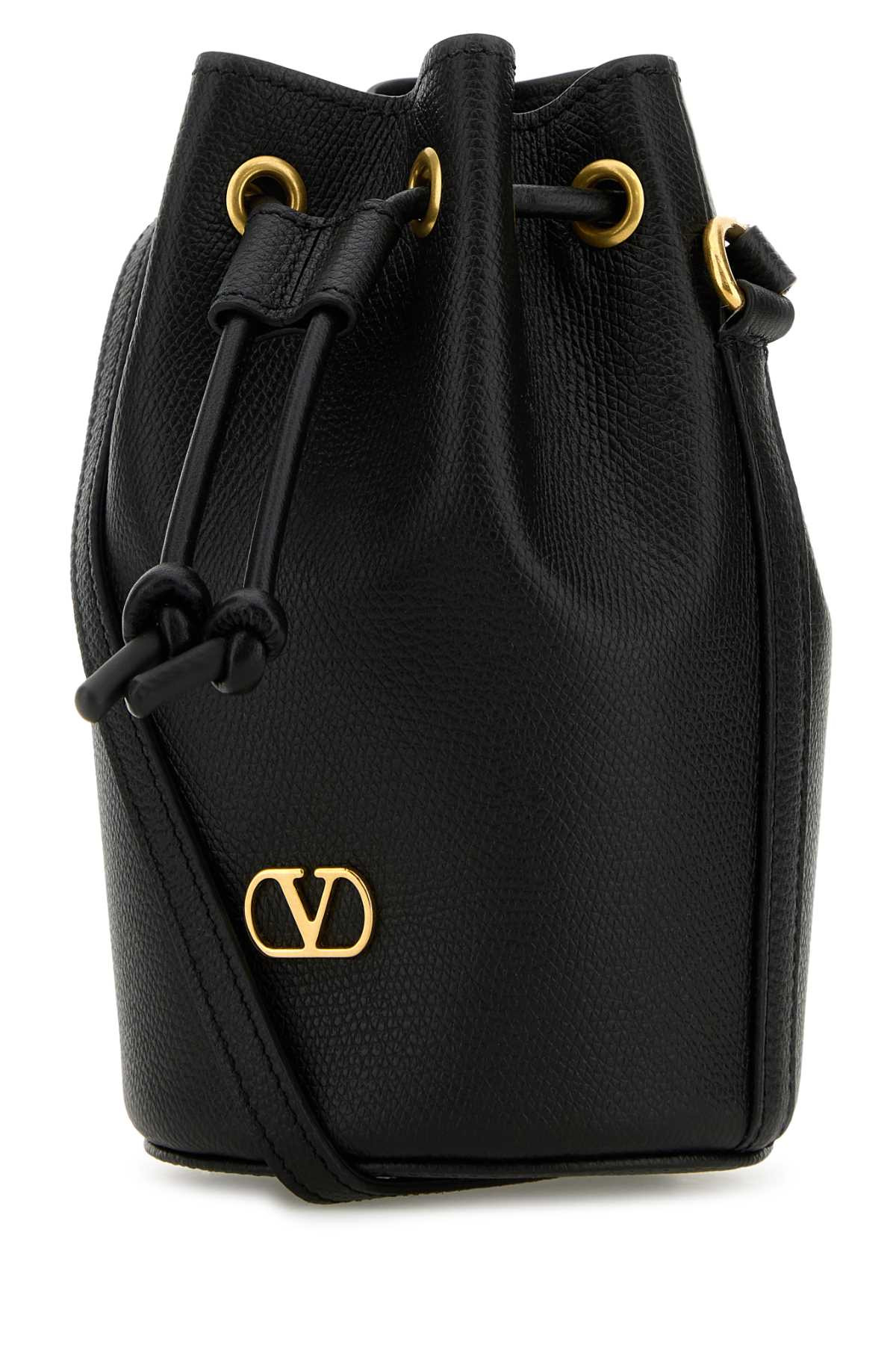 Valentino Garavani Women Black Leather Bucket Bag - 2