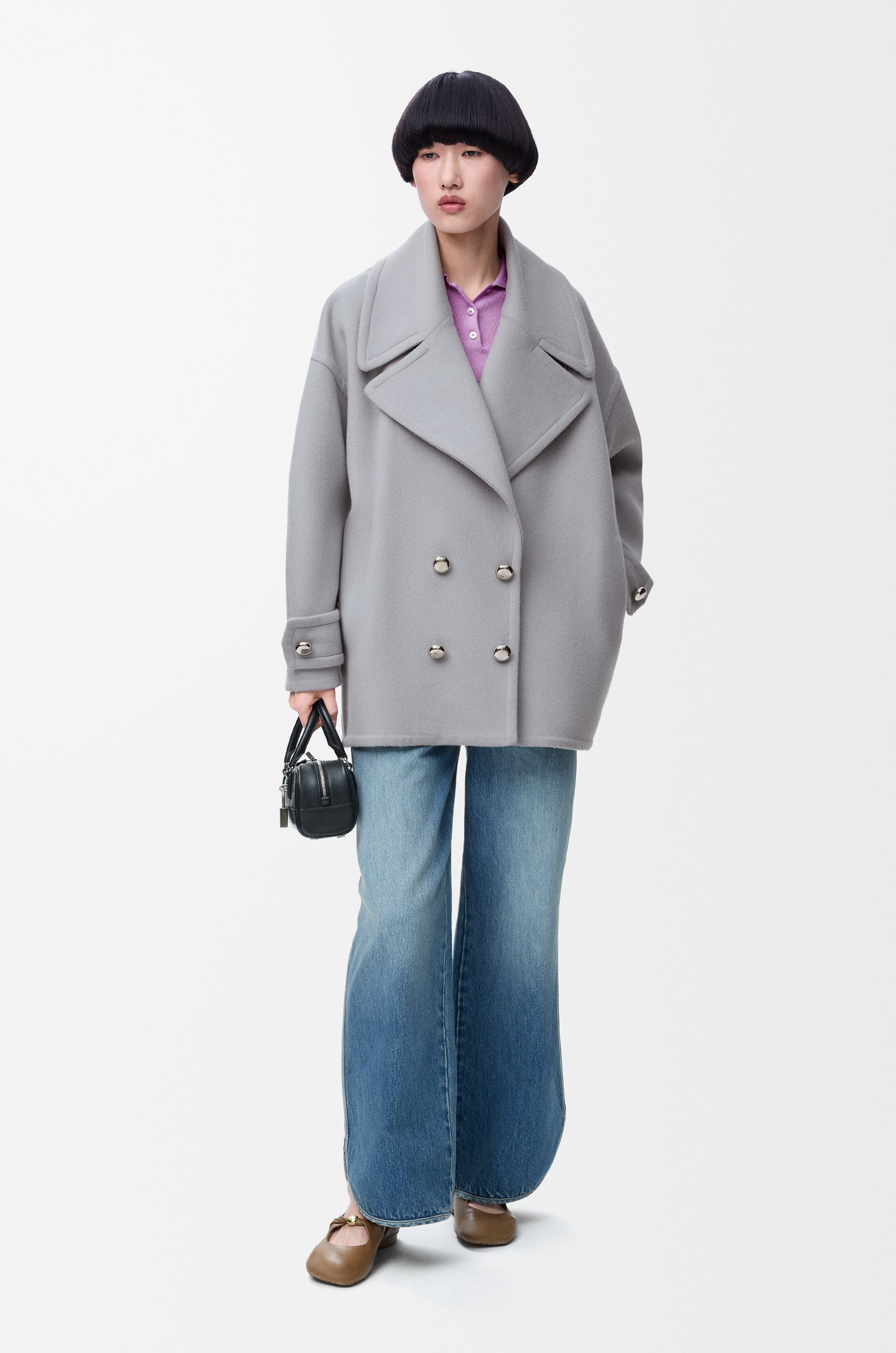 Pebble peacoat in wool - 2