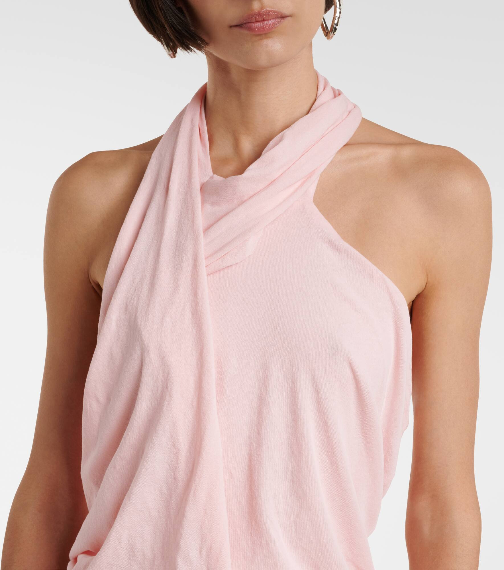 Draped cotton-blend jersey minidress - 4