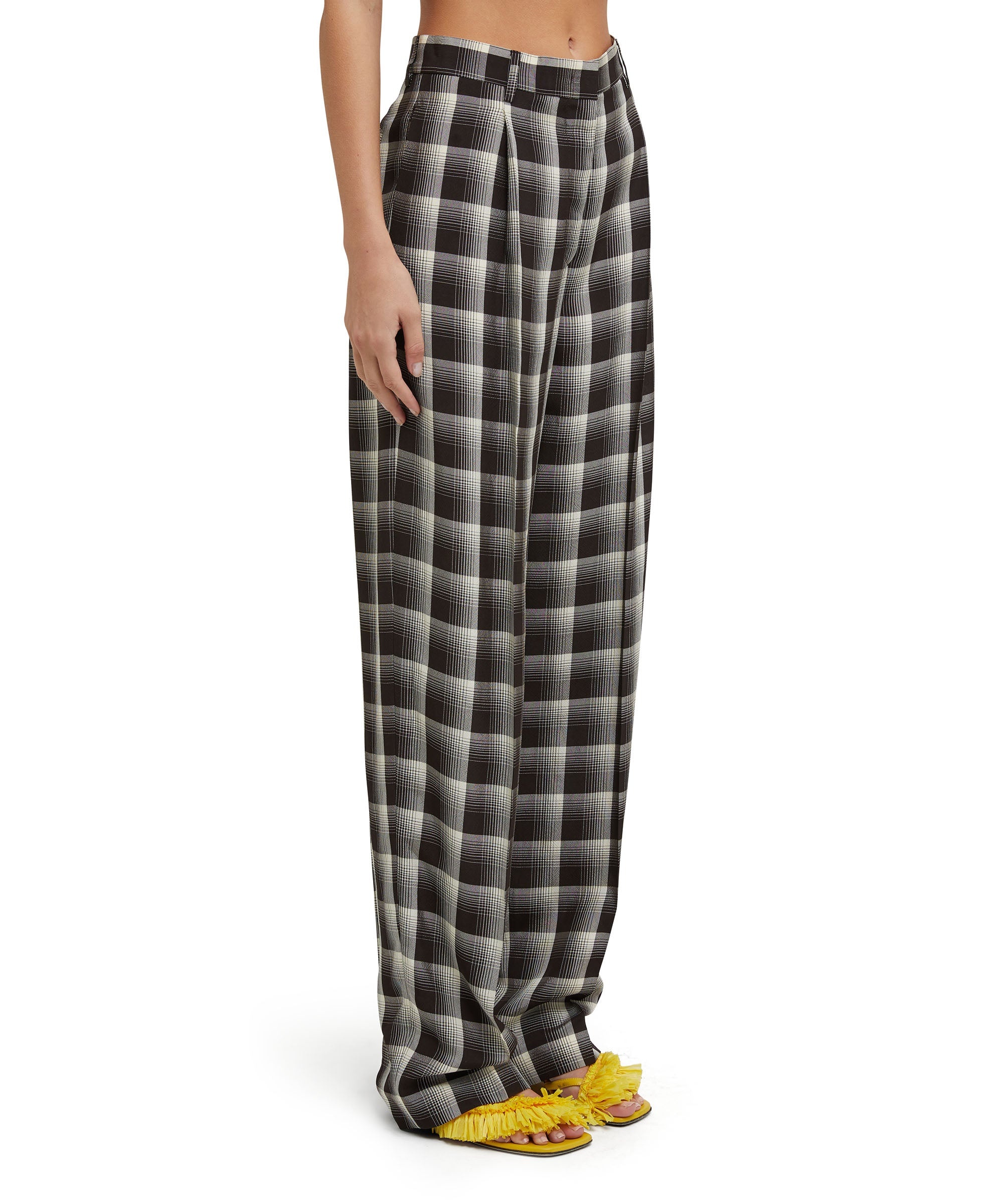 Check viscose crepe pleated pants - 4