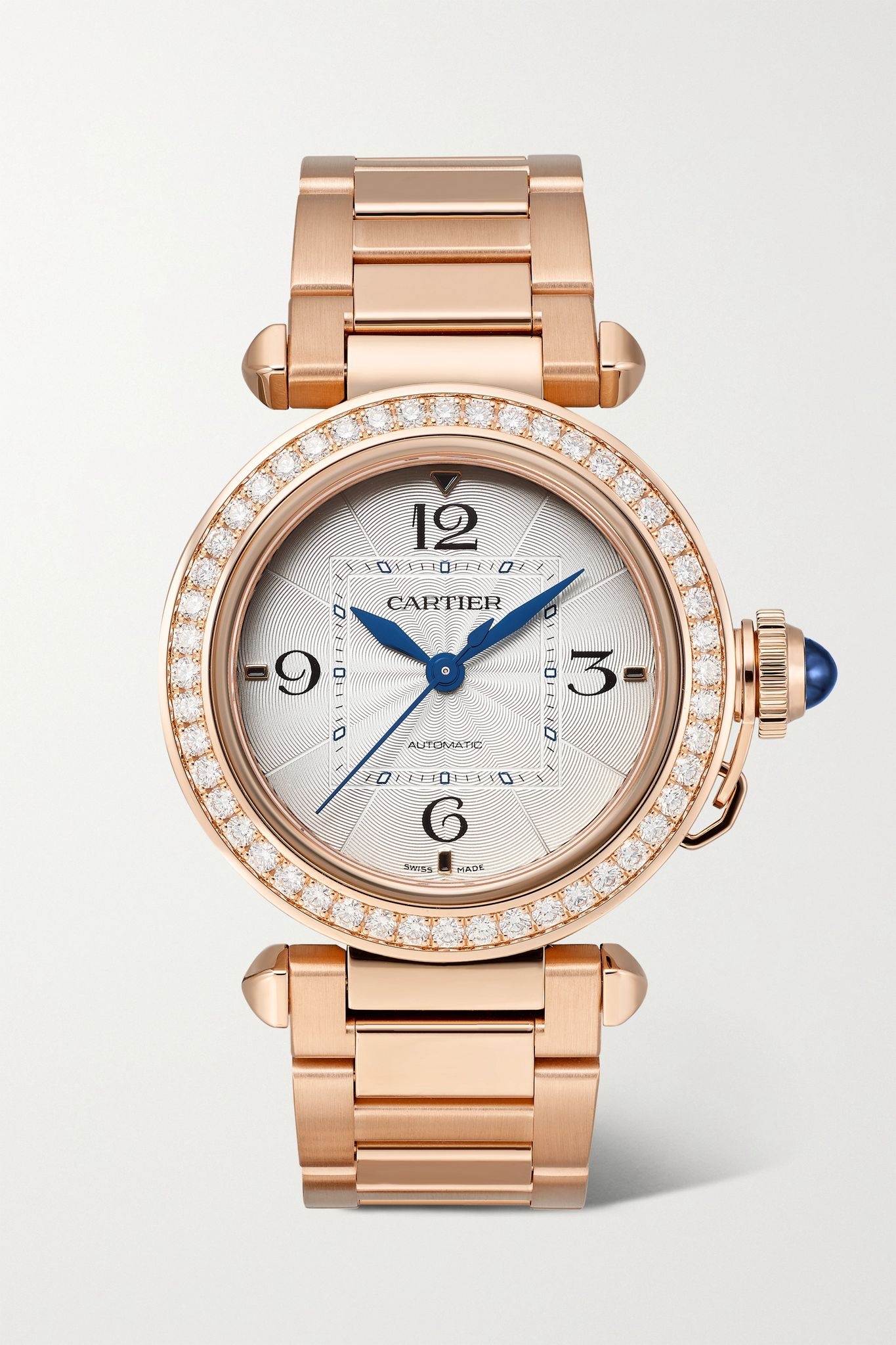 Pasha de Cartier Automatic 35mm 18-karat rose gold, alligator and diamond watch - 1