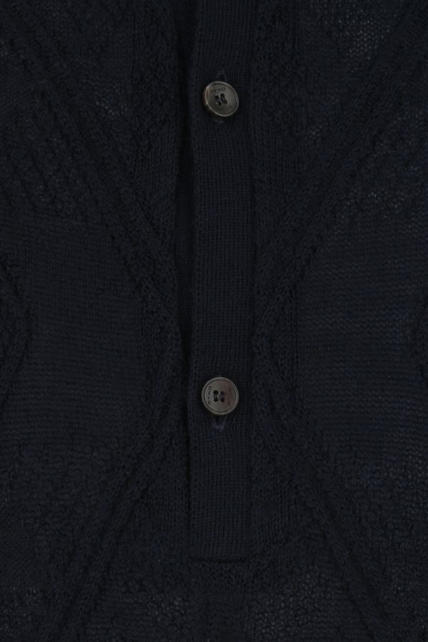 Dark blue wool and acrylic polo shirt - 3