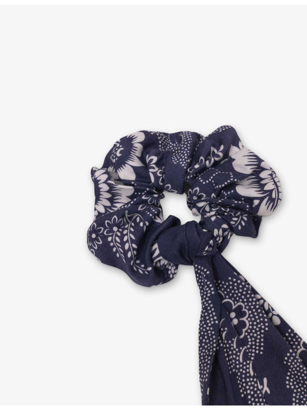 Bandana-Print Scarf-Detail Woven Hair Scrunchie - 2