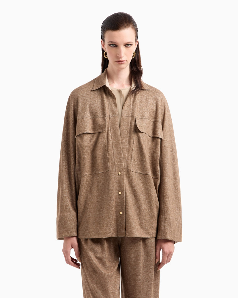 GIORGIO ARMANI TWO-TONE LINEN JERSEY SHIRT outlook
