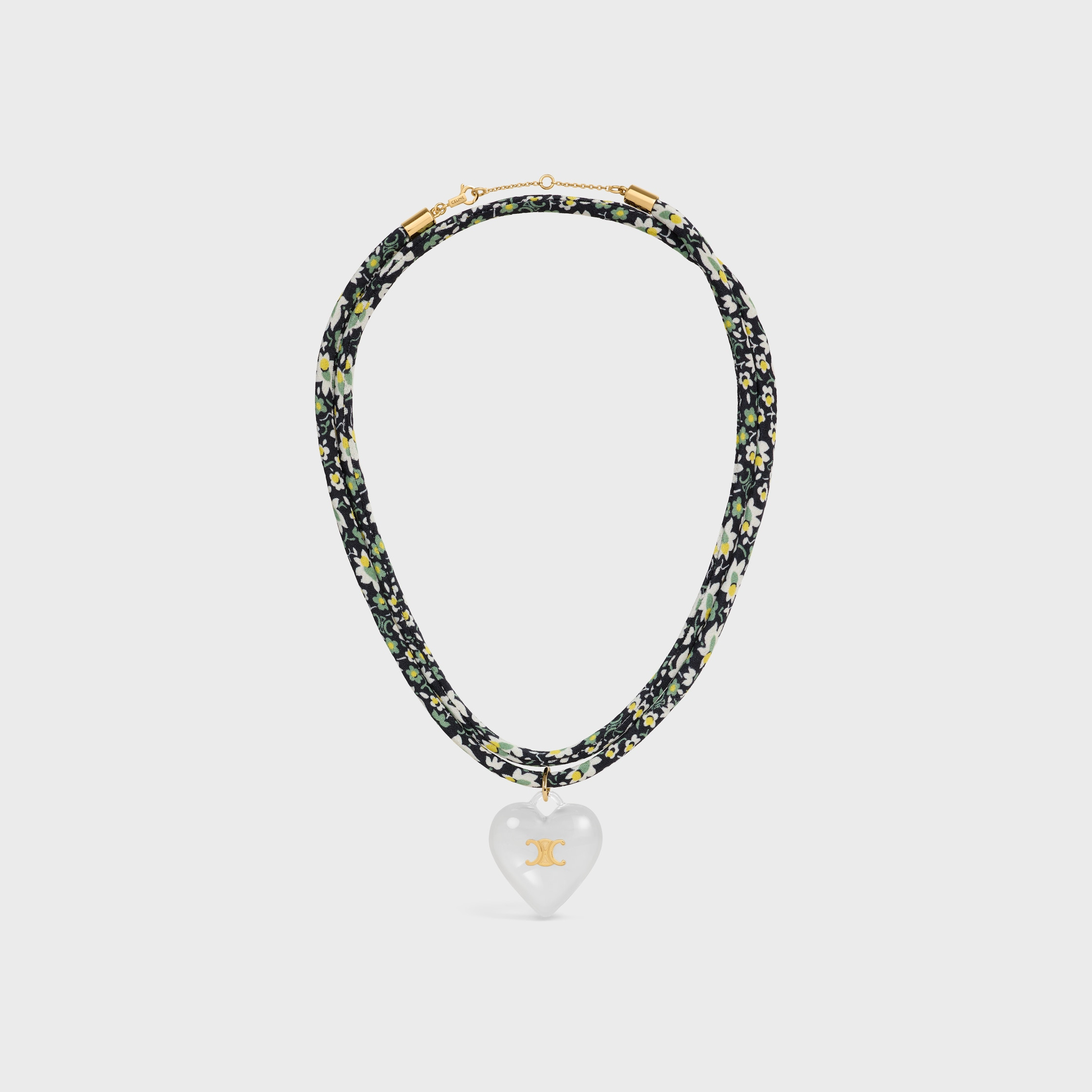 Celine Cœur Triomphe Necklace in Silk, Resin and Brass with Gold Finish - 1