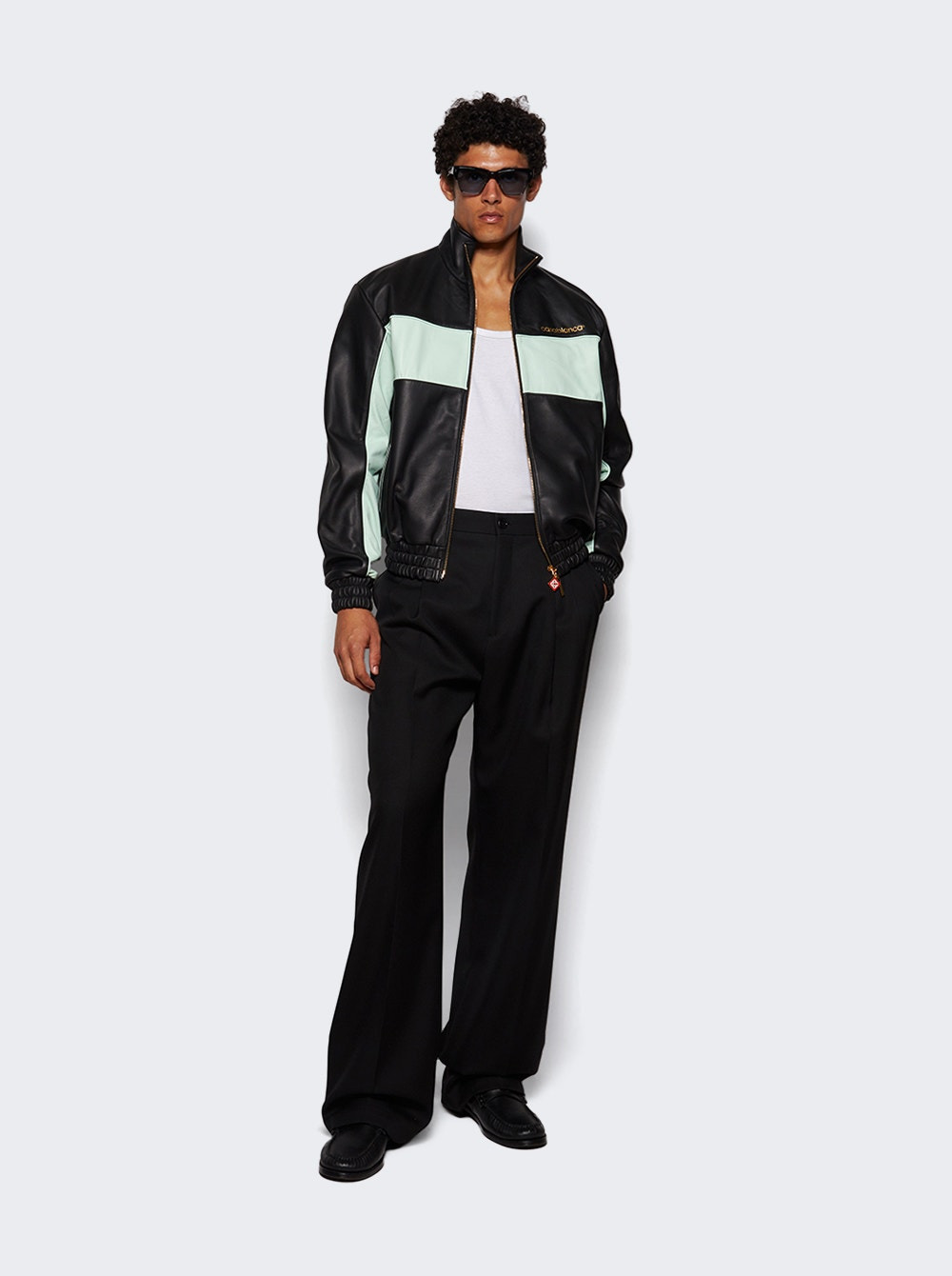 Monogram Leather Track Jacket Black And Mint - 5