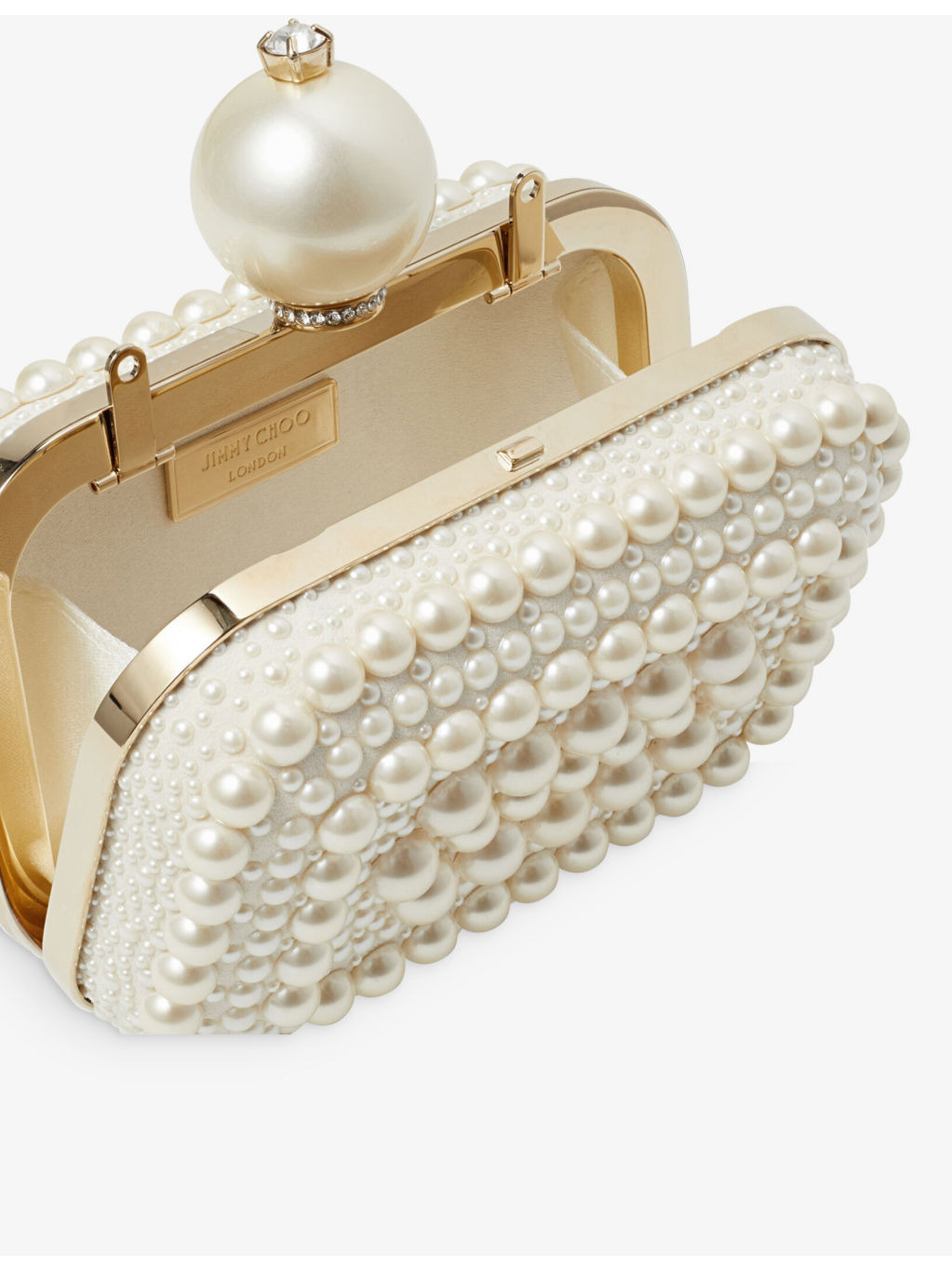 Micro Cloud pearl and crystal-embellished suede clutch bag - 6