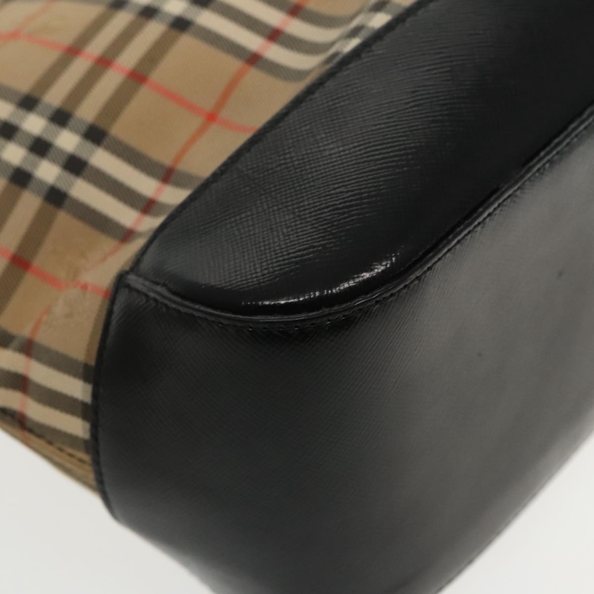 Burberry Nova Check Hand Bag Canvas Leather Beige Gold - 13