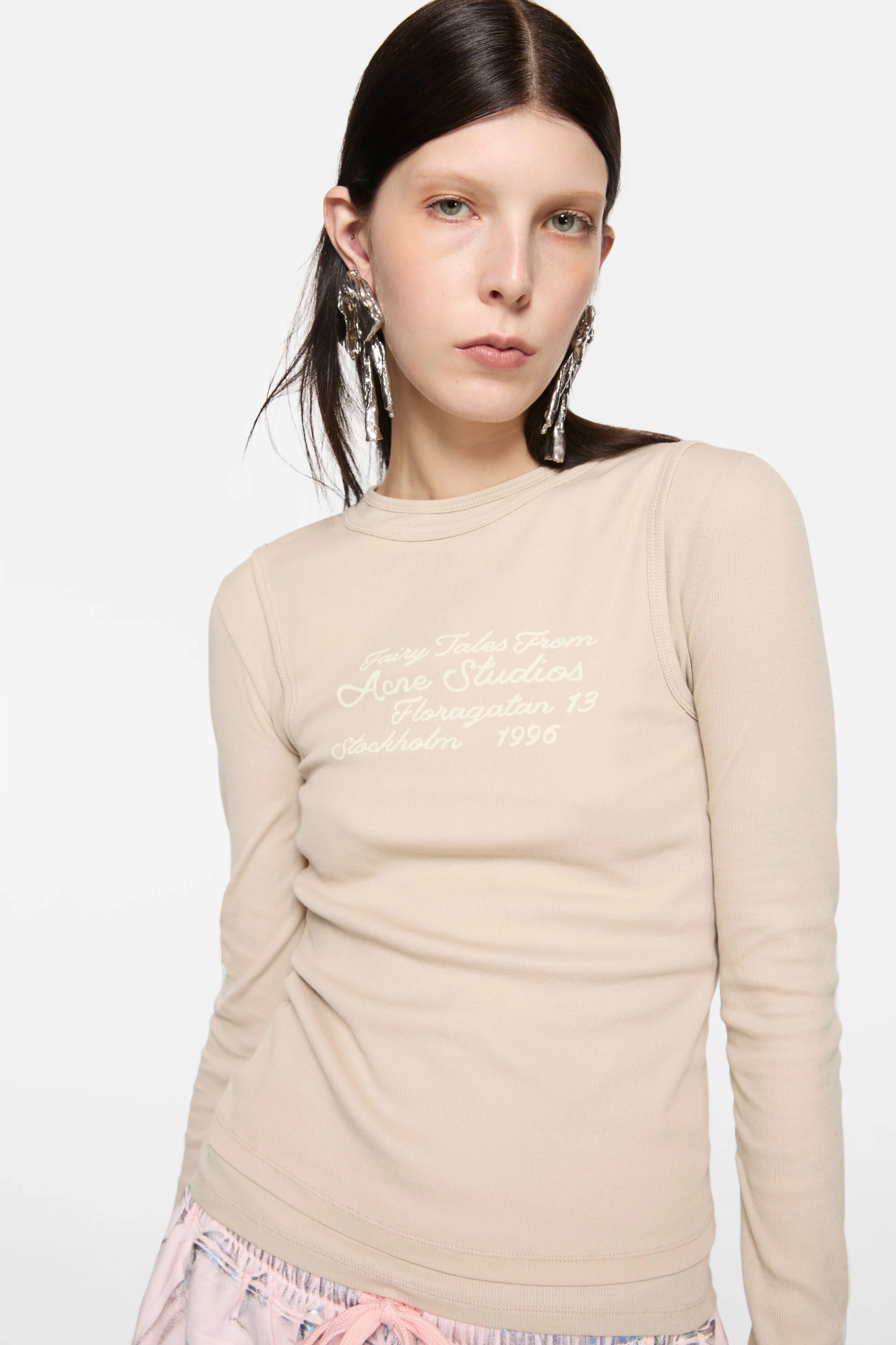 Layered long-sleeve t-shirt - Oatmeal beige - 4