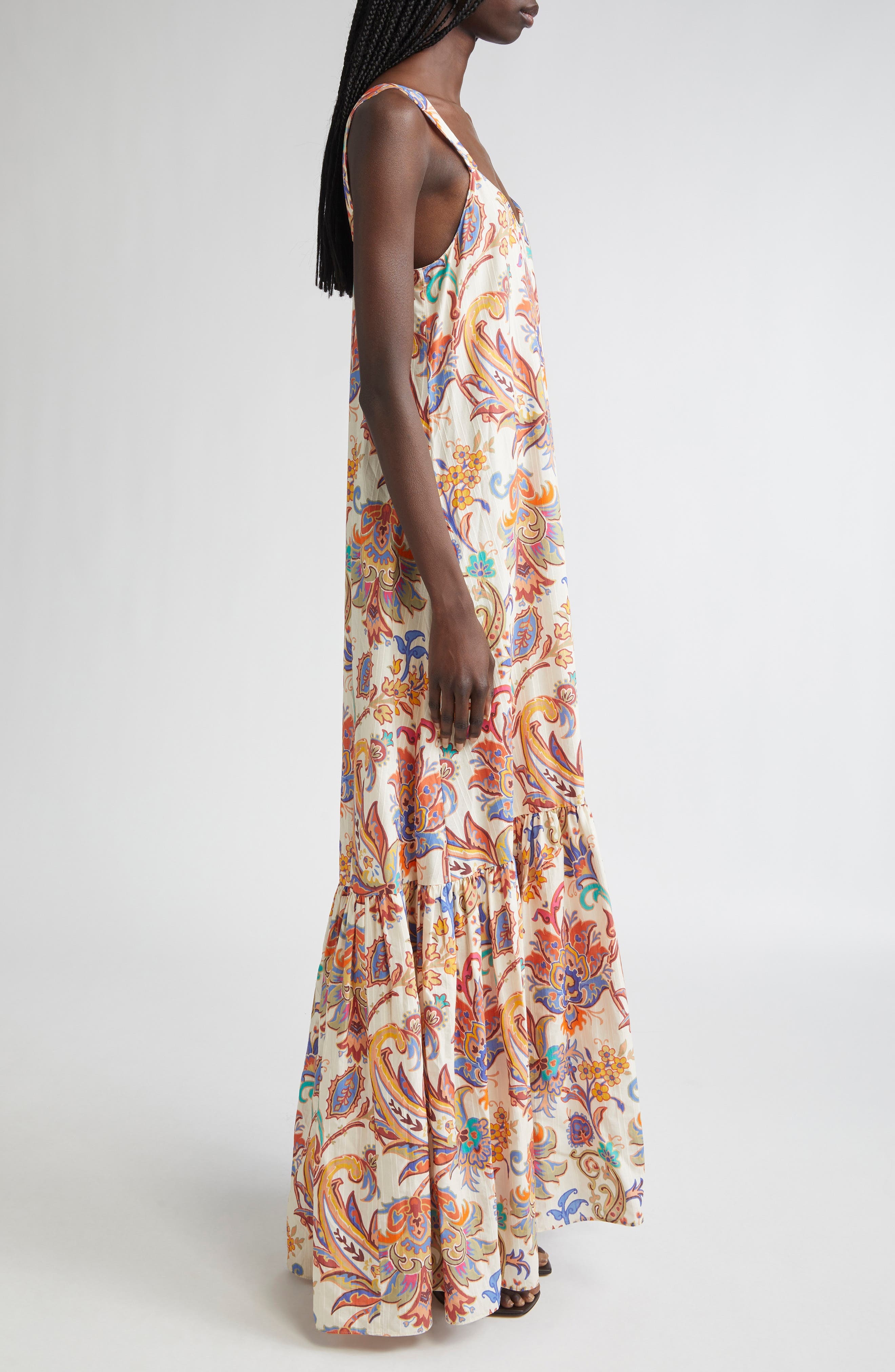 Etro Paisley Print Cotton Maxi Dress in Stampa F.do Bianco at Nordstrom - 3