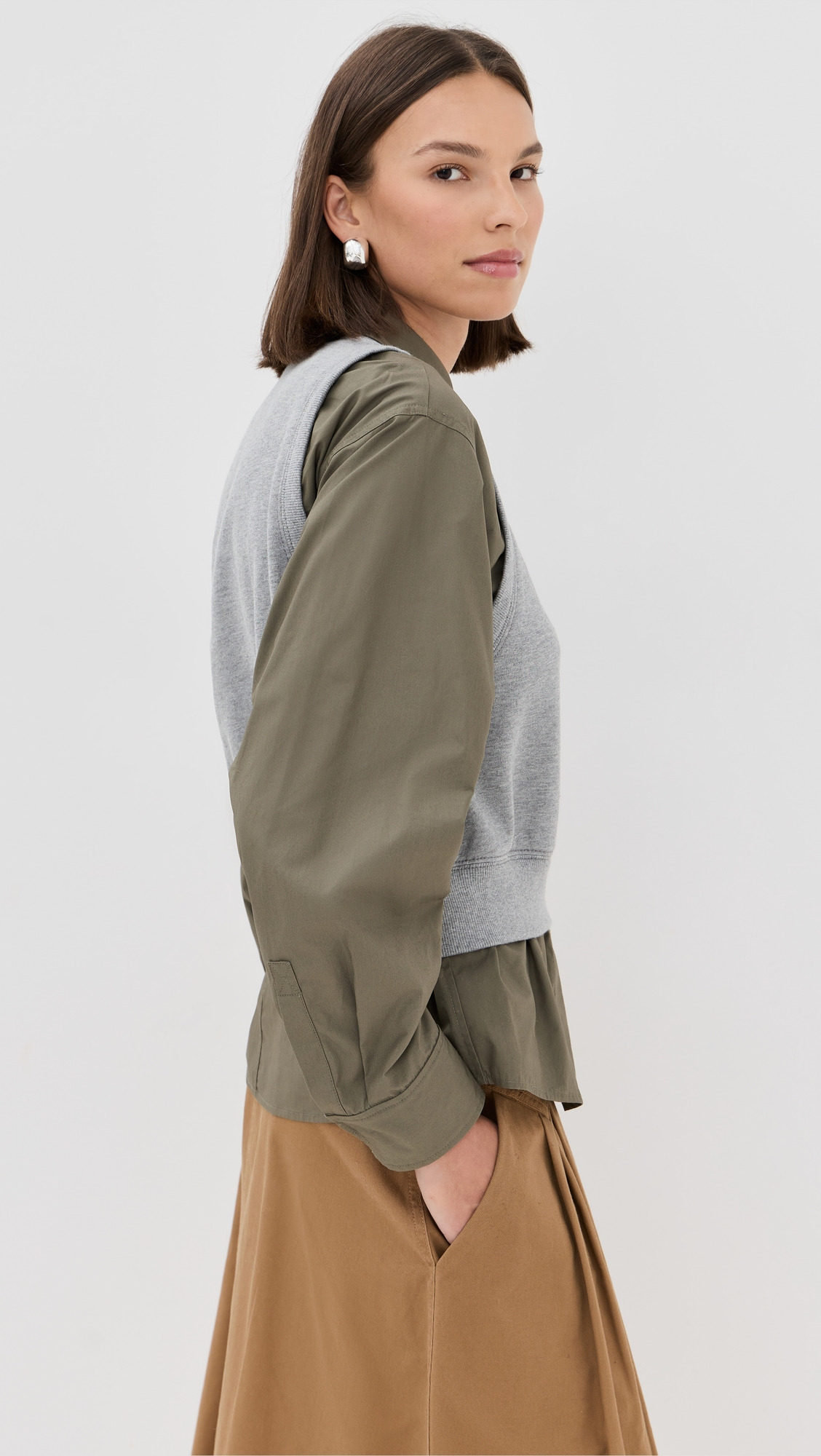 Ruched Shirt with Combo Vest - 3