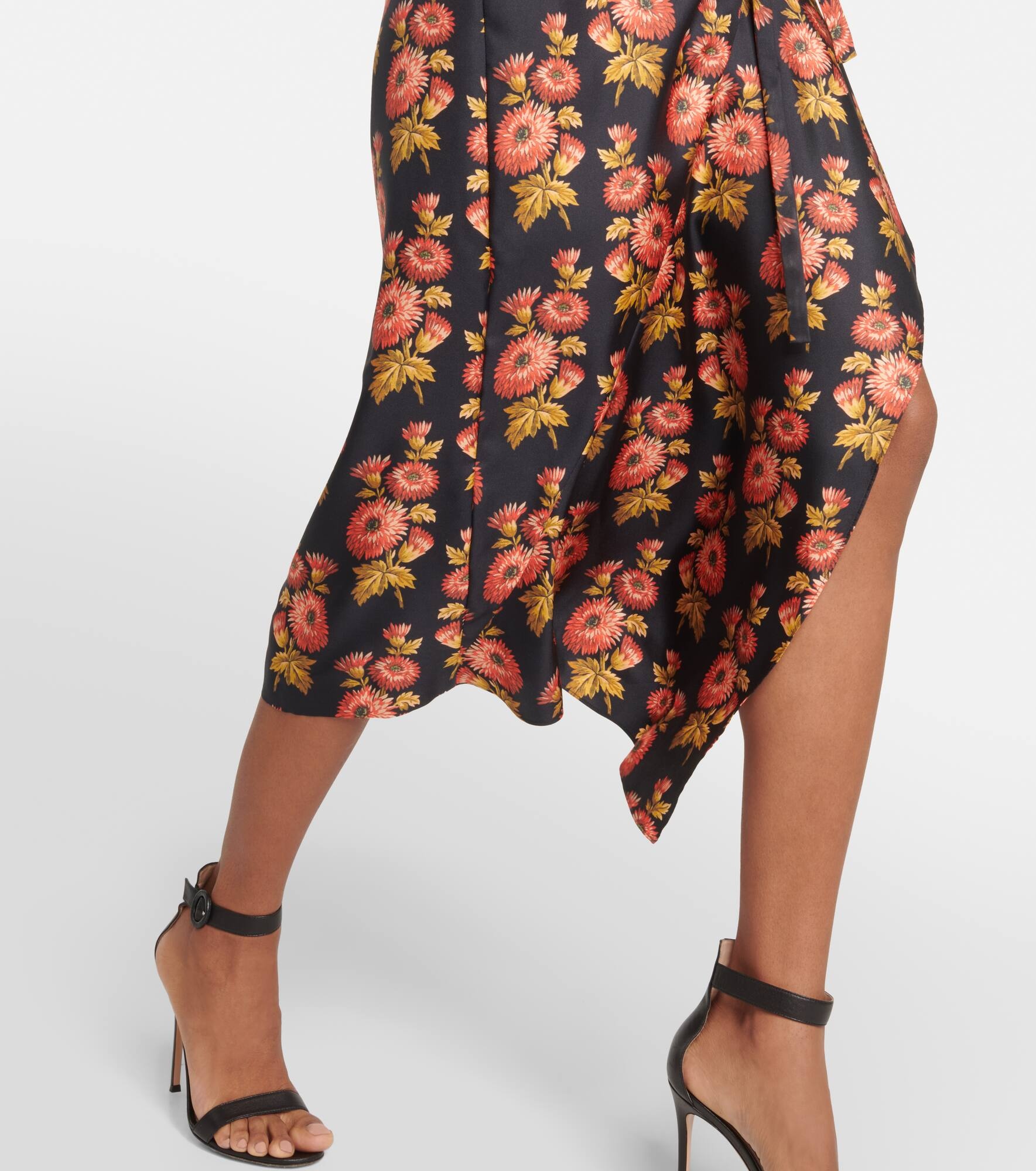 Floral silk twill midi wrap dress - 6