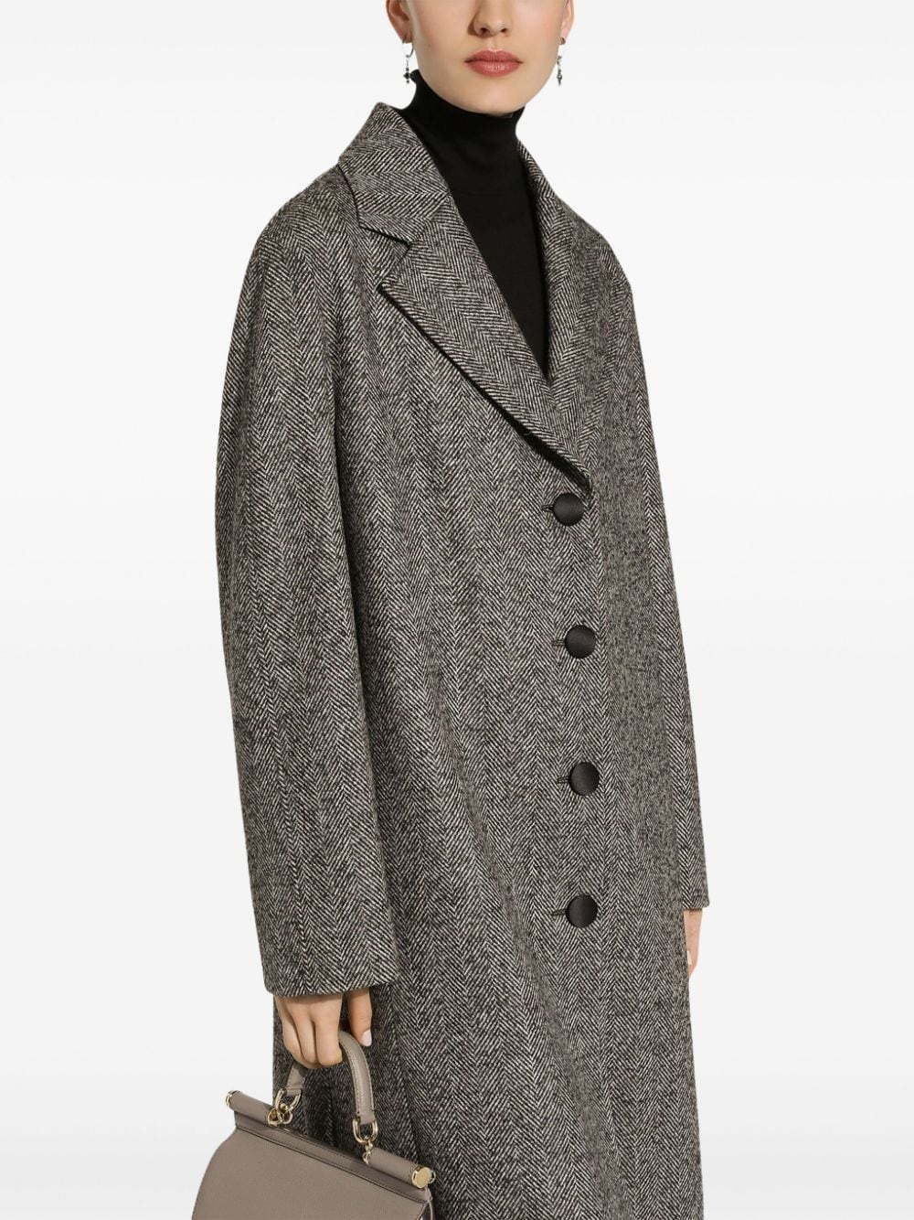 herringbone-pattern coat - 5