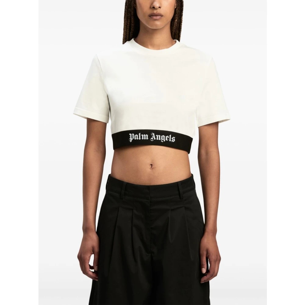 パーム・エンジェルス ロゴ アンダーバンド クロップドトップ Palm Angels LOGO UNDERBAND CREW NECK T-SHIRT | miinto