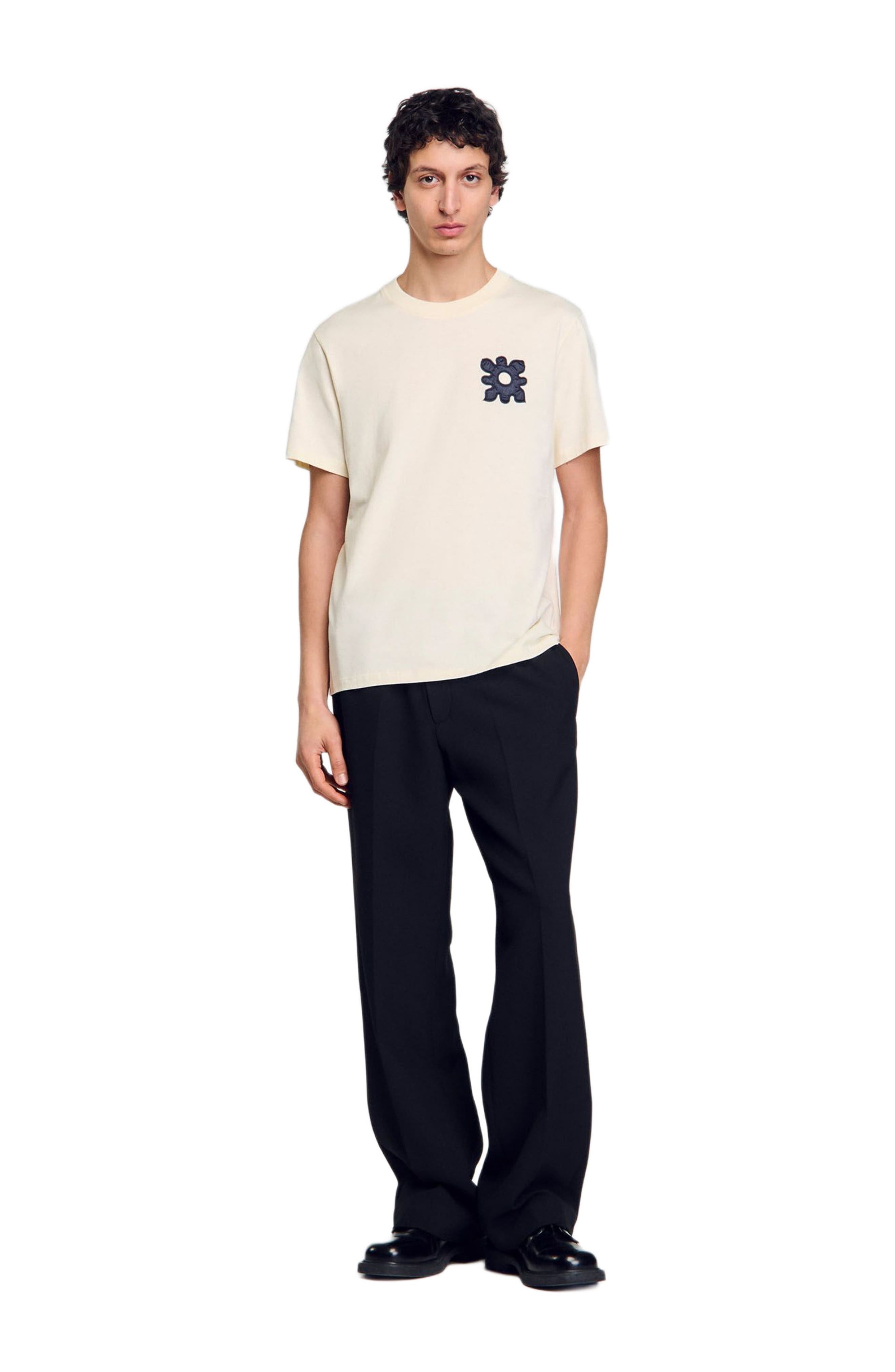 SANDRO T-shirt with flower detail in Ivory. at Nordstrom - 6