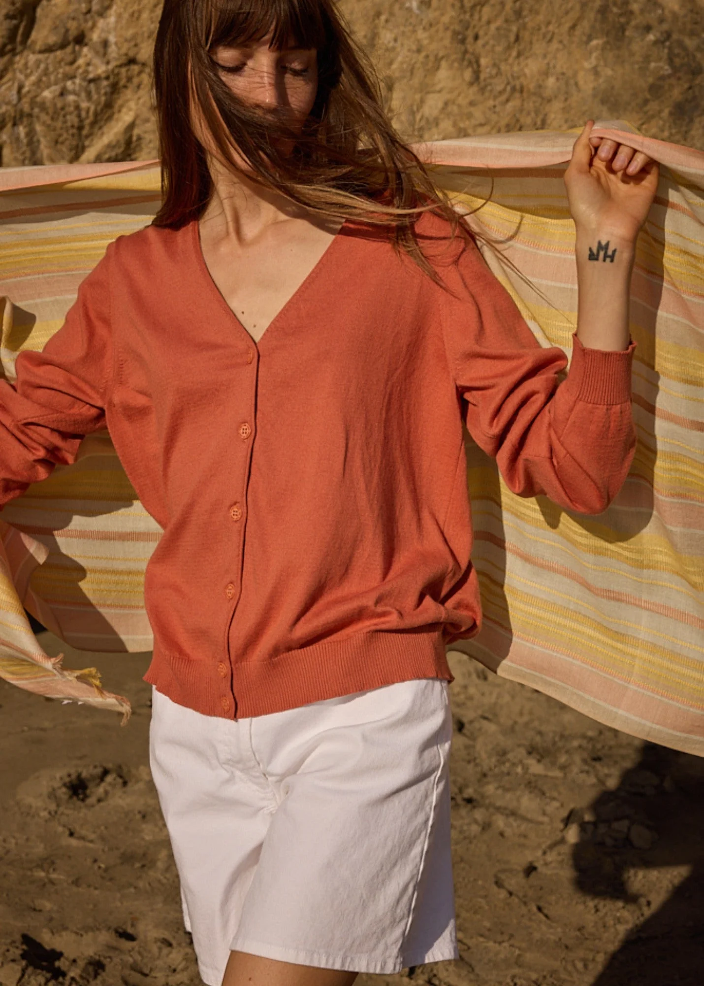 TAVIRA Cotton & Cashmere V-Neck Cardigan - 1