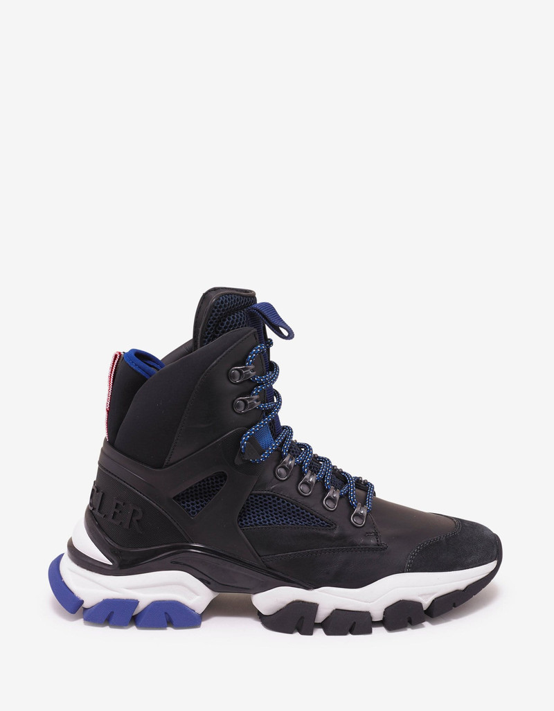 Moncler Moncler Tristan Black Leather & Mesh High Top Trainers outlook