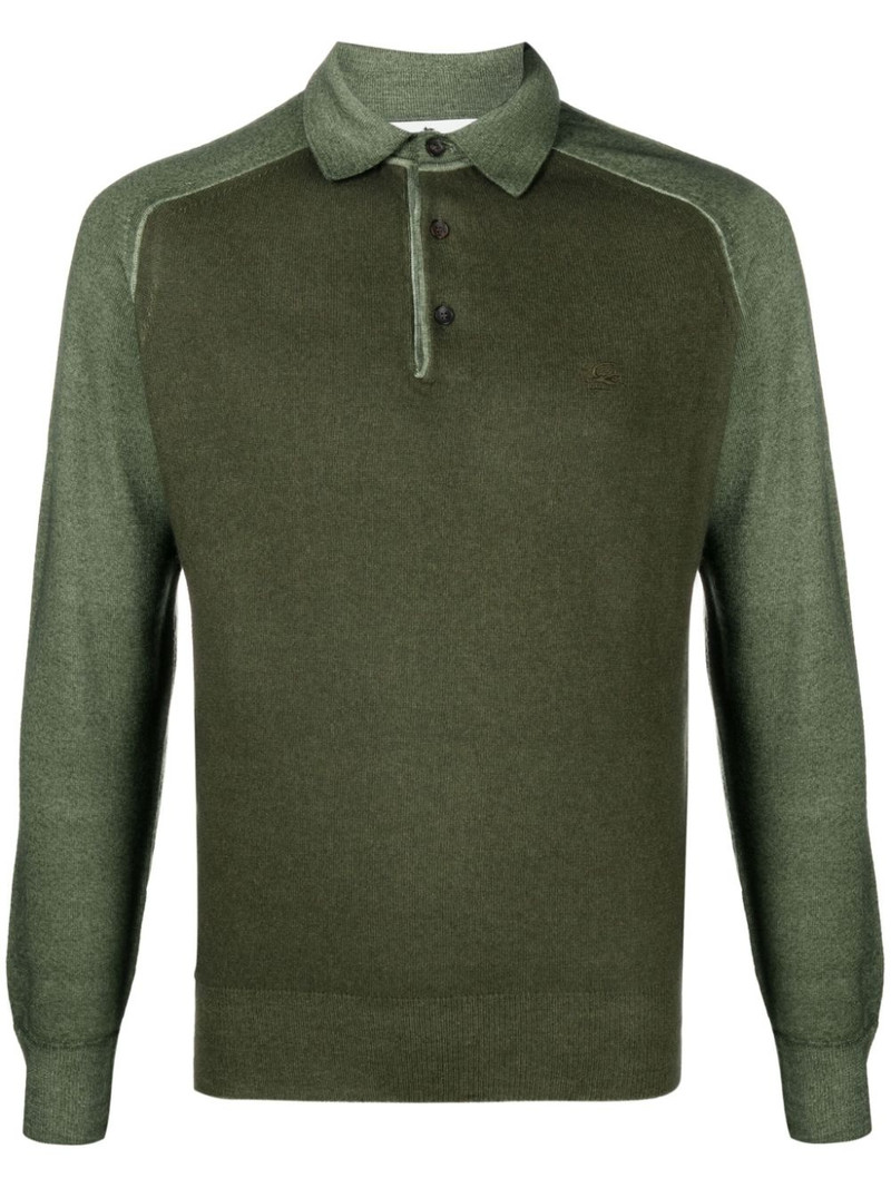 logo-embroidered knitted polo shirt 1