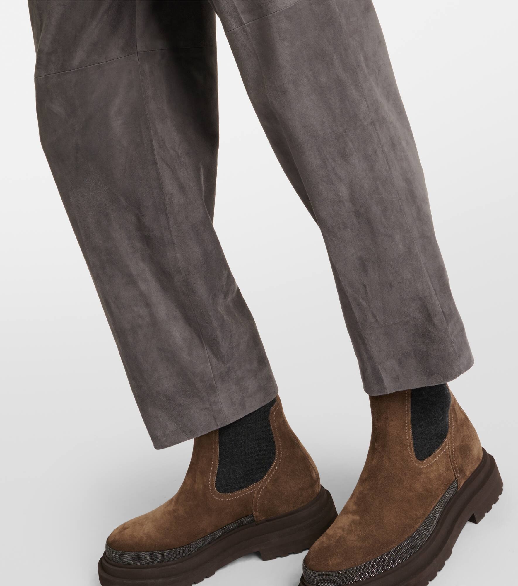 Suede straight pants - 5