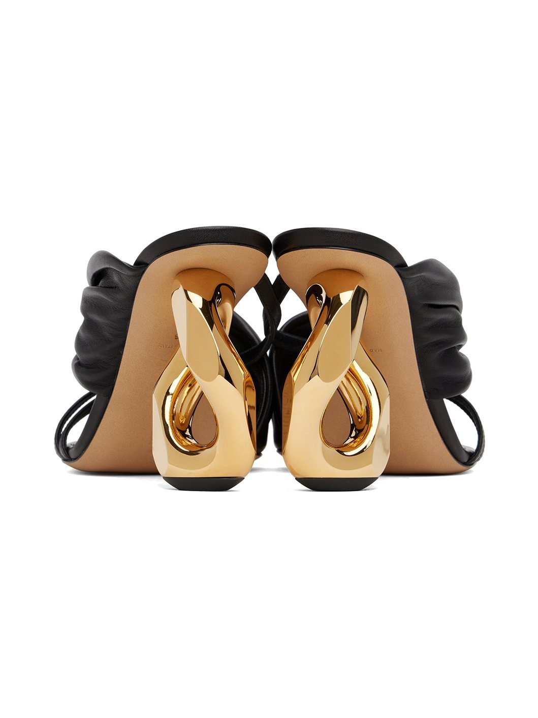 Black Chain Heel Mules - 2