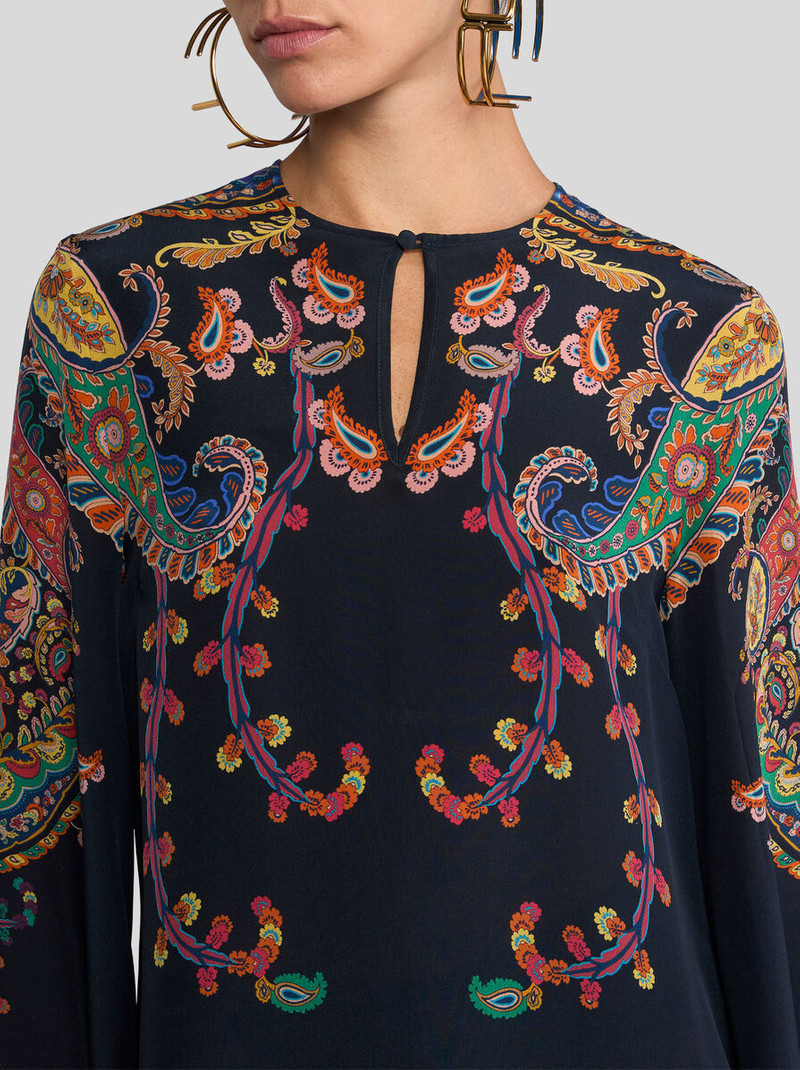 Etro SILK BLOUSE WITH PLACED FLORAL PAISLEY PRINT outlook