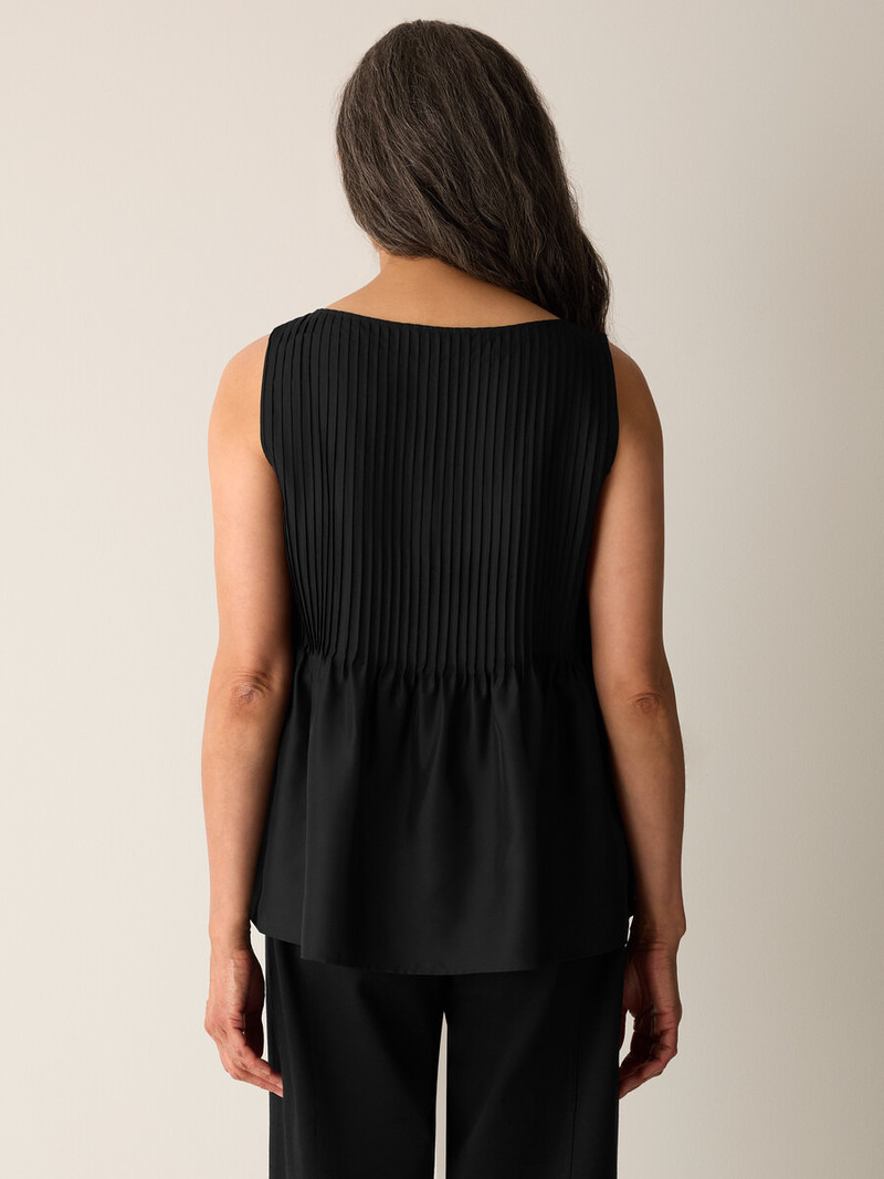 Pleated Silk Bateau Neck Tank 4