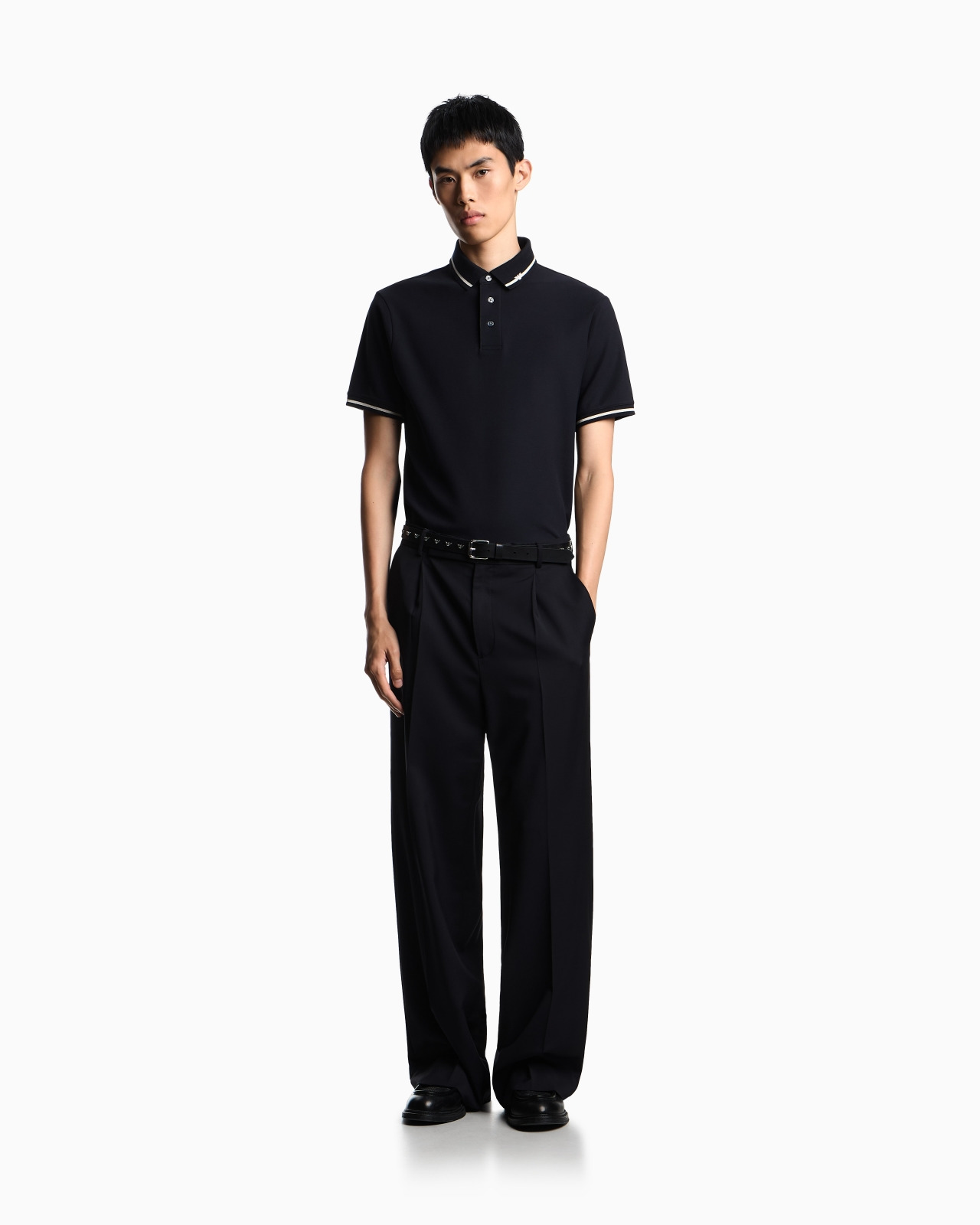 PIQUÉ POLO SHIRT WITH MICRO EAGLE EMBROIDERY AND TRIM - 2
