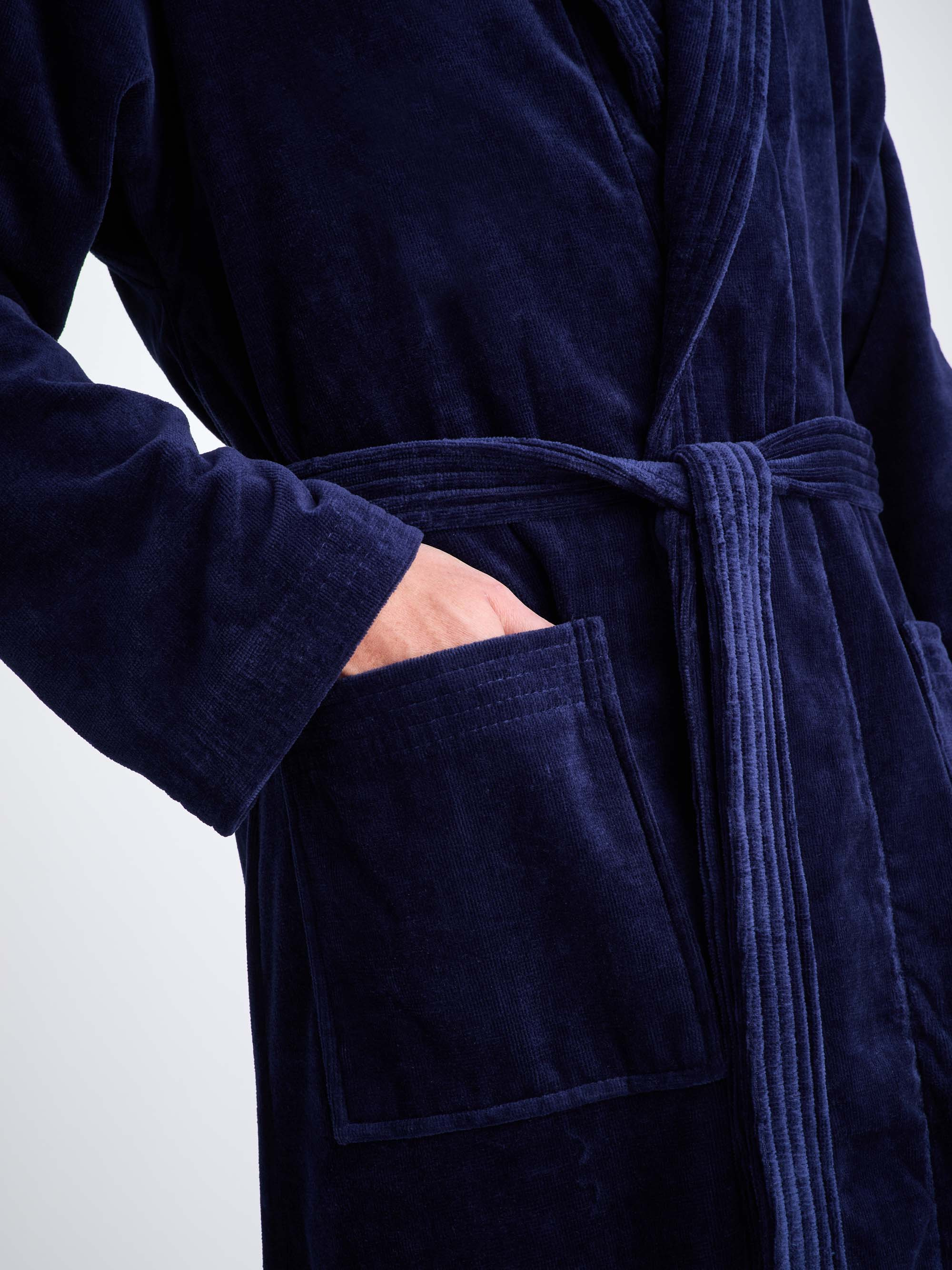 Men's Bathrobe Triton 10 Terry Cotton Navy - 6