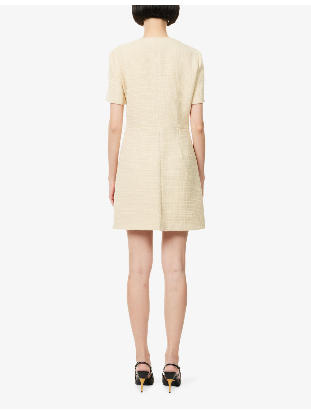 Short-Sleeve Textured Wool Mini Dress - 4