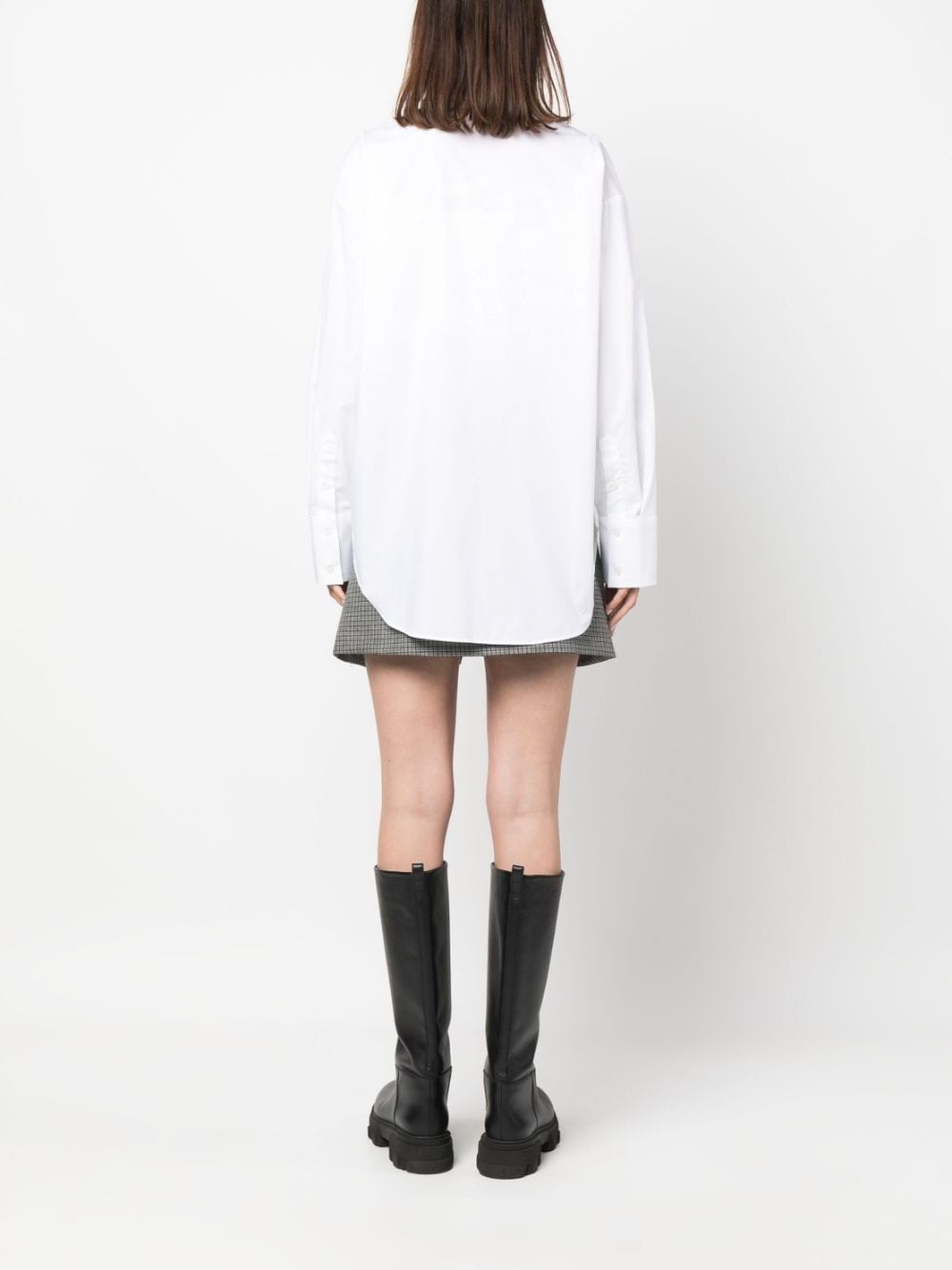 embroidered-logo cotton shirt - 4