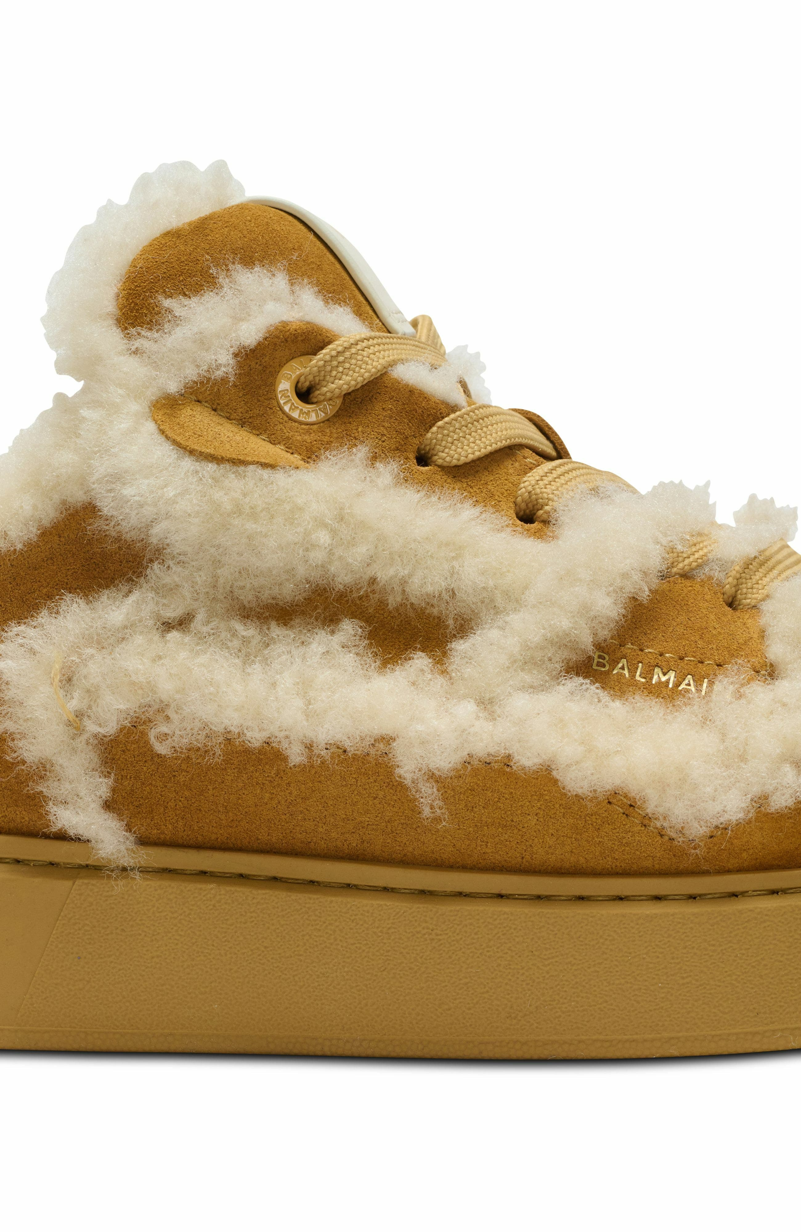 Balmain B-Court Flip Shearling Trainers in Brown at Nordstrom - 9