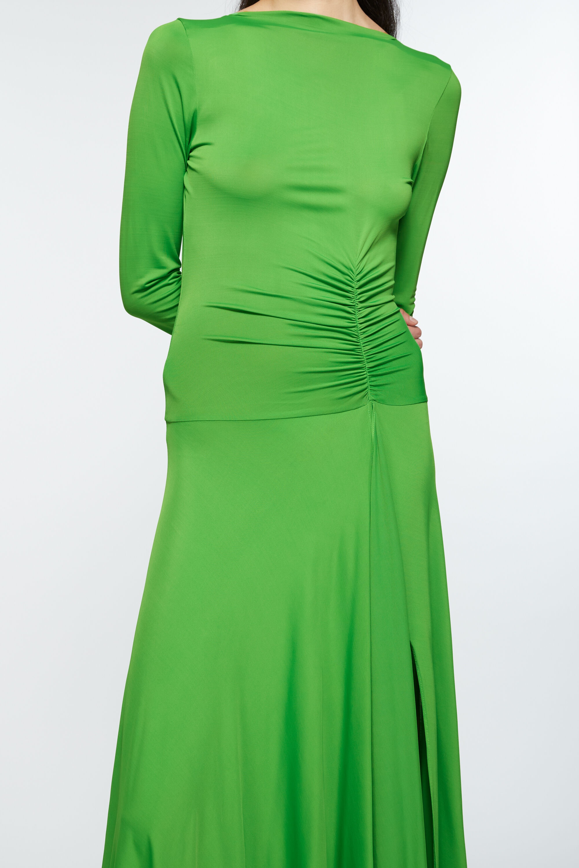【アクネ・ACNE STUDIOS】LONG DRESS Gathered asymmetric maxi dress in black - Acne Studios