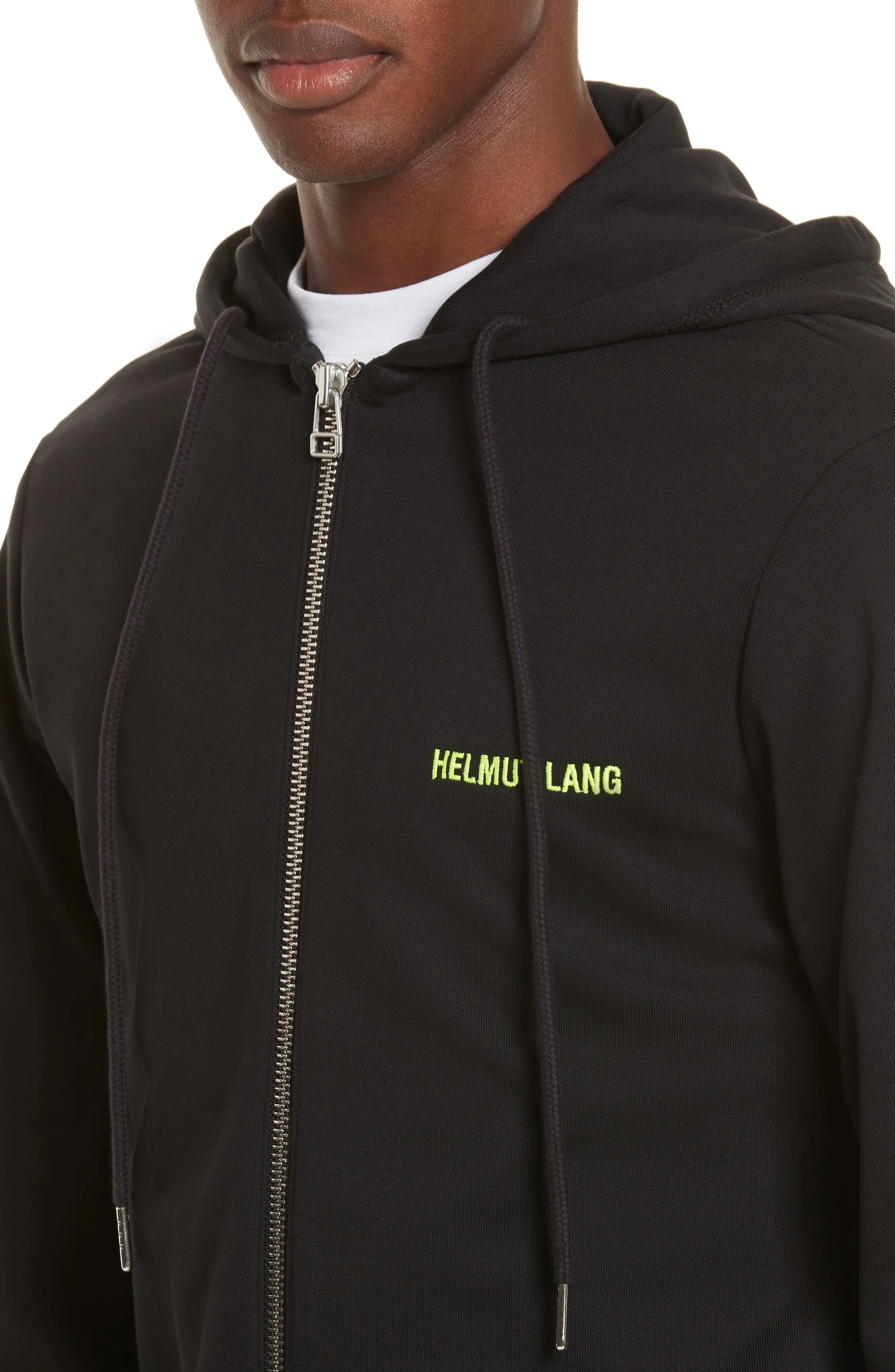 Zip Hoodie in Black/Lime - 4