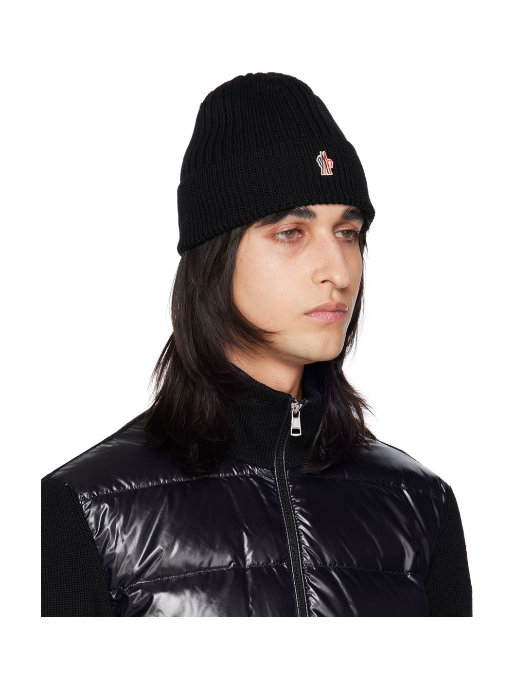 Black Embroidered Beanie - 2