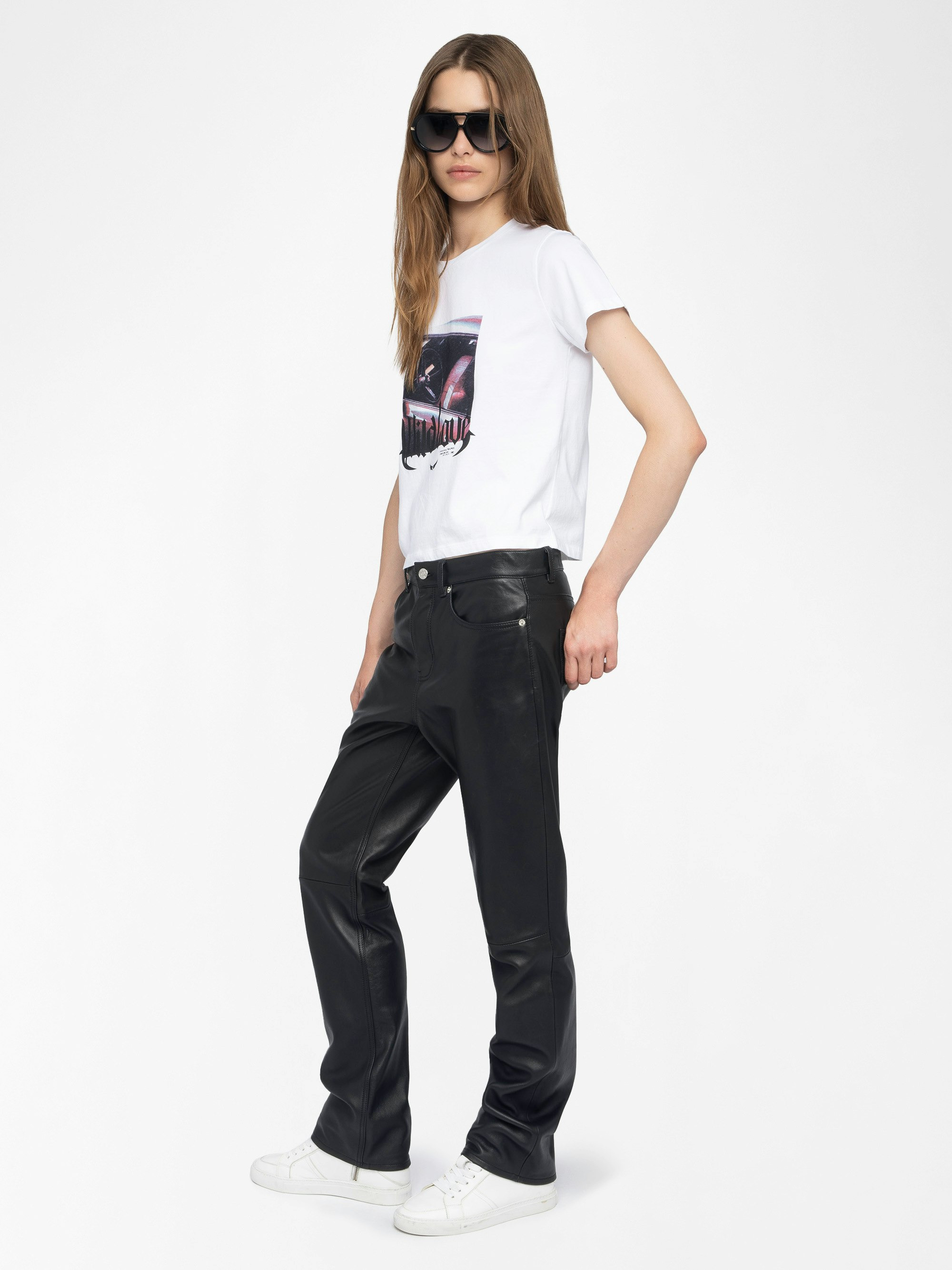 Alys Women's White Graphic Tee with Photoprint - 5