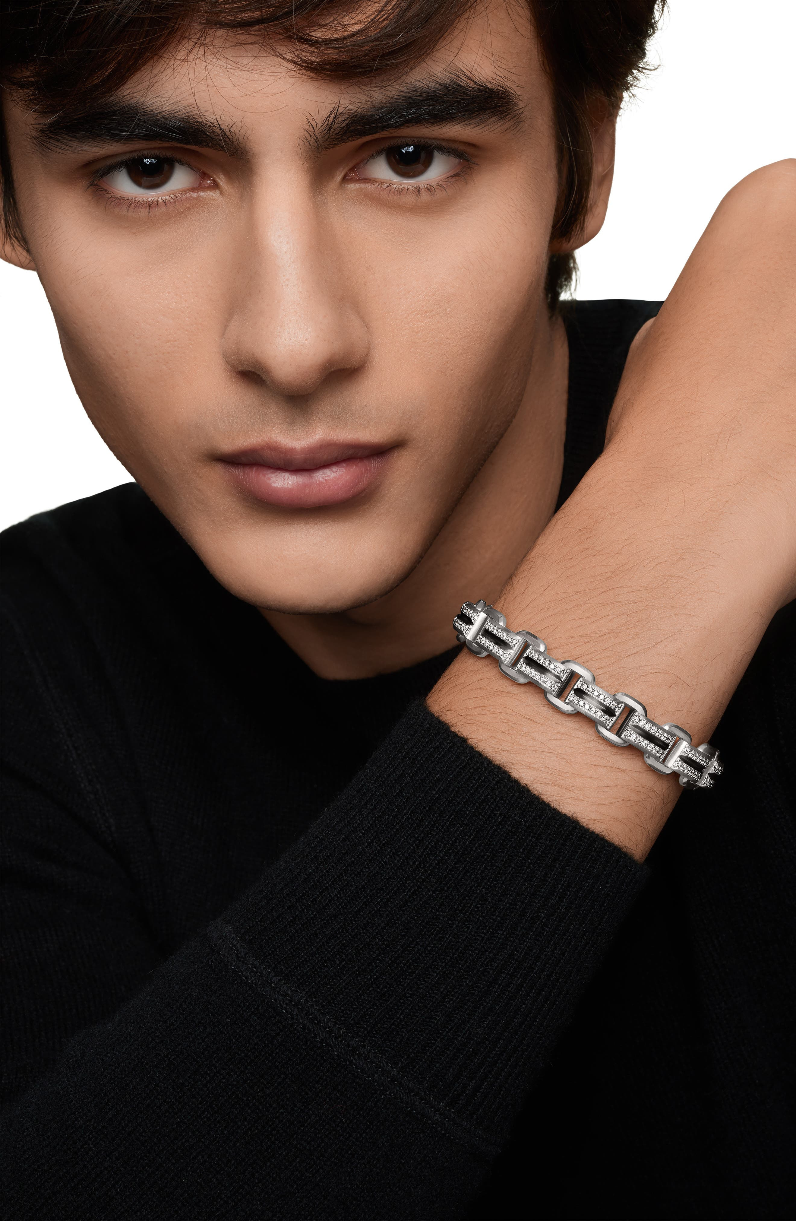 David Yurman Deco Beveled Link Bracelet with Pavé Diamonds in Sterling Silver at Nordstrom - 3
