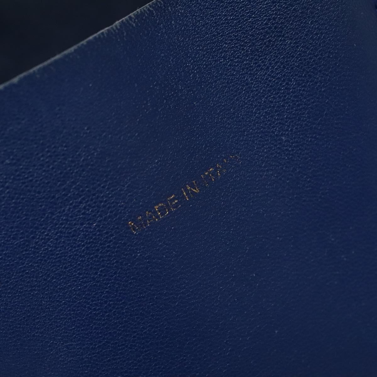 CELINE Vertical Cabas Hand Bag Leather Blue Brown - 15