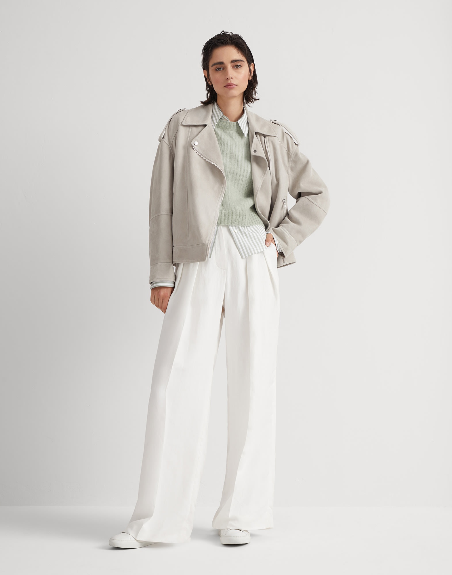 Cotton and silk striped poplin shirt with shiny collar - 5